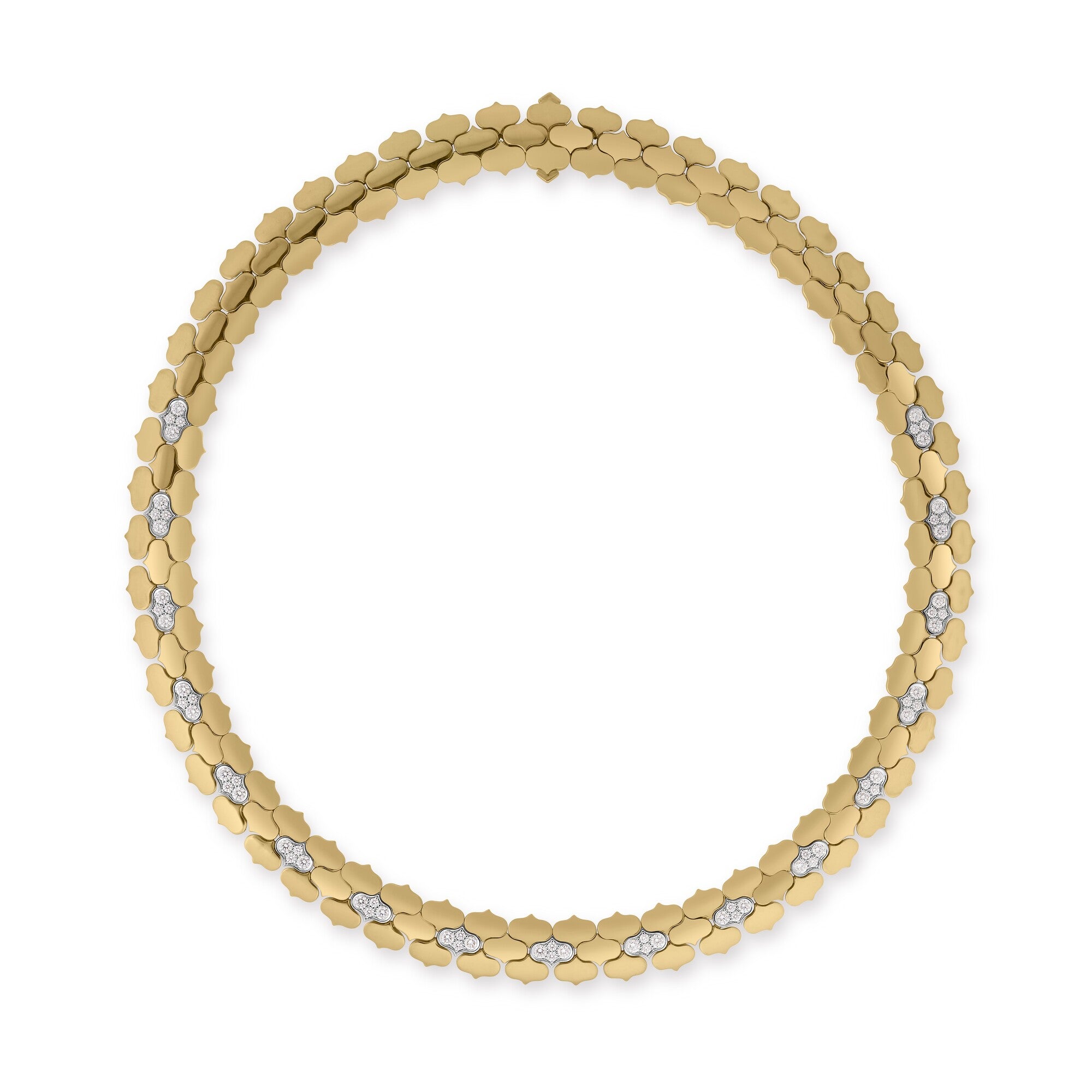 18K YELLOW/WHITE GOLD COBRA DIAMOND COLLAR NECKLACE