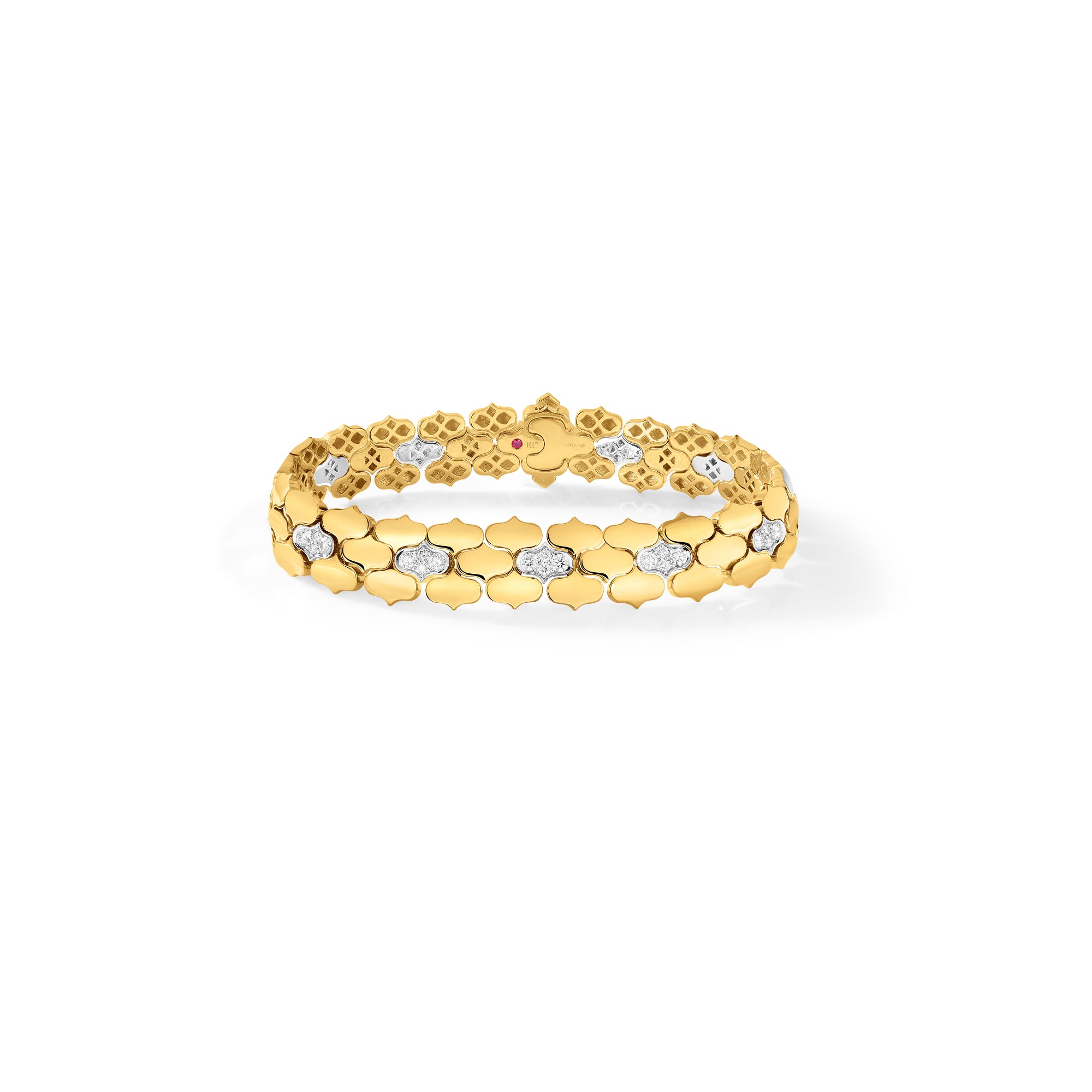 18K YELLOW/WHITE GOLD COBRA DIAMOND BRACELET