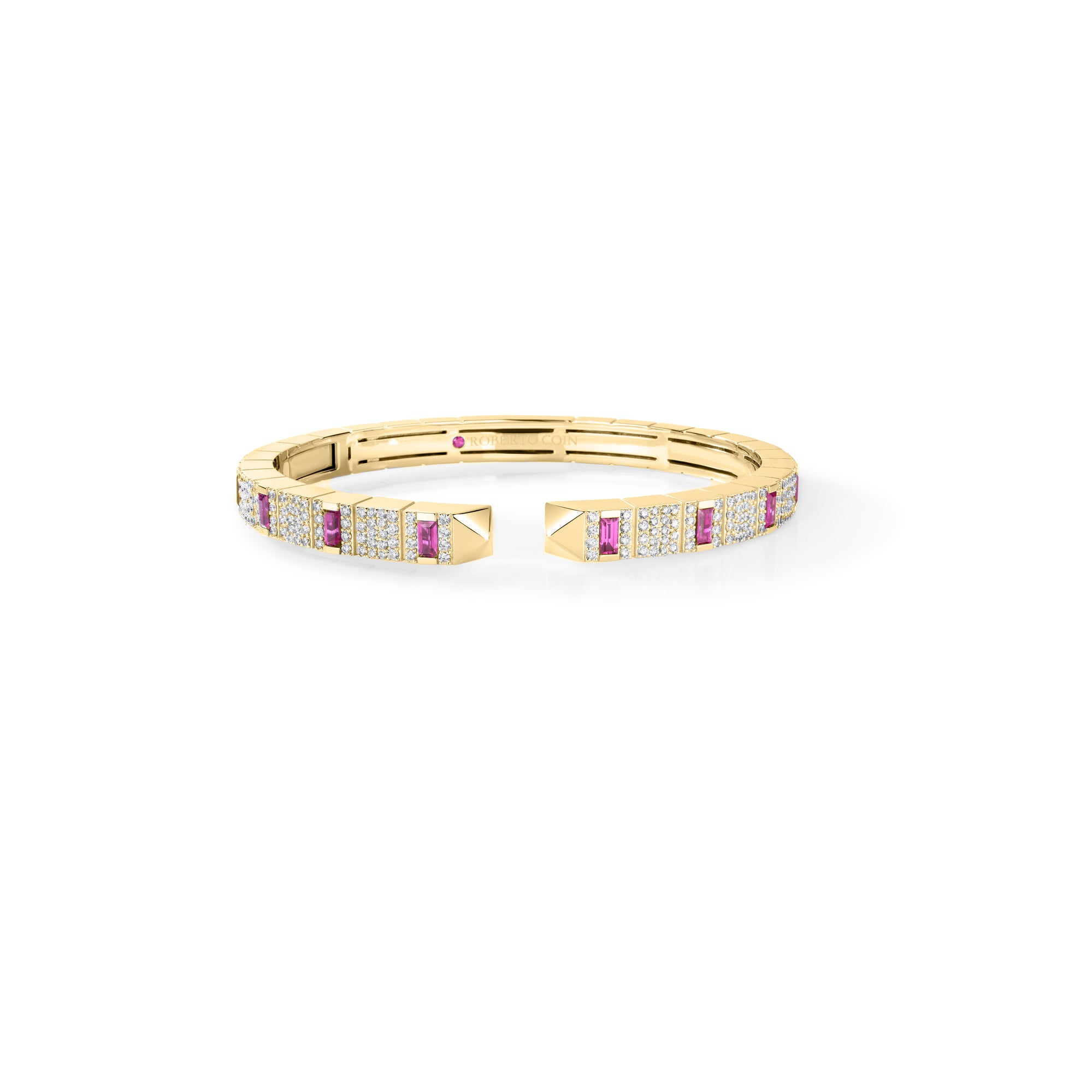 18K YELLOW GOLD OBELISCO PAVE DIAMOND & RUBY BANGLE