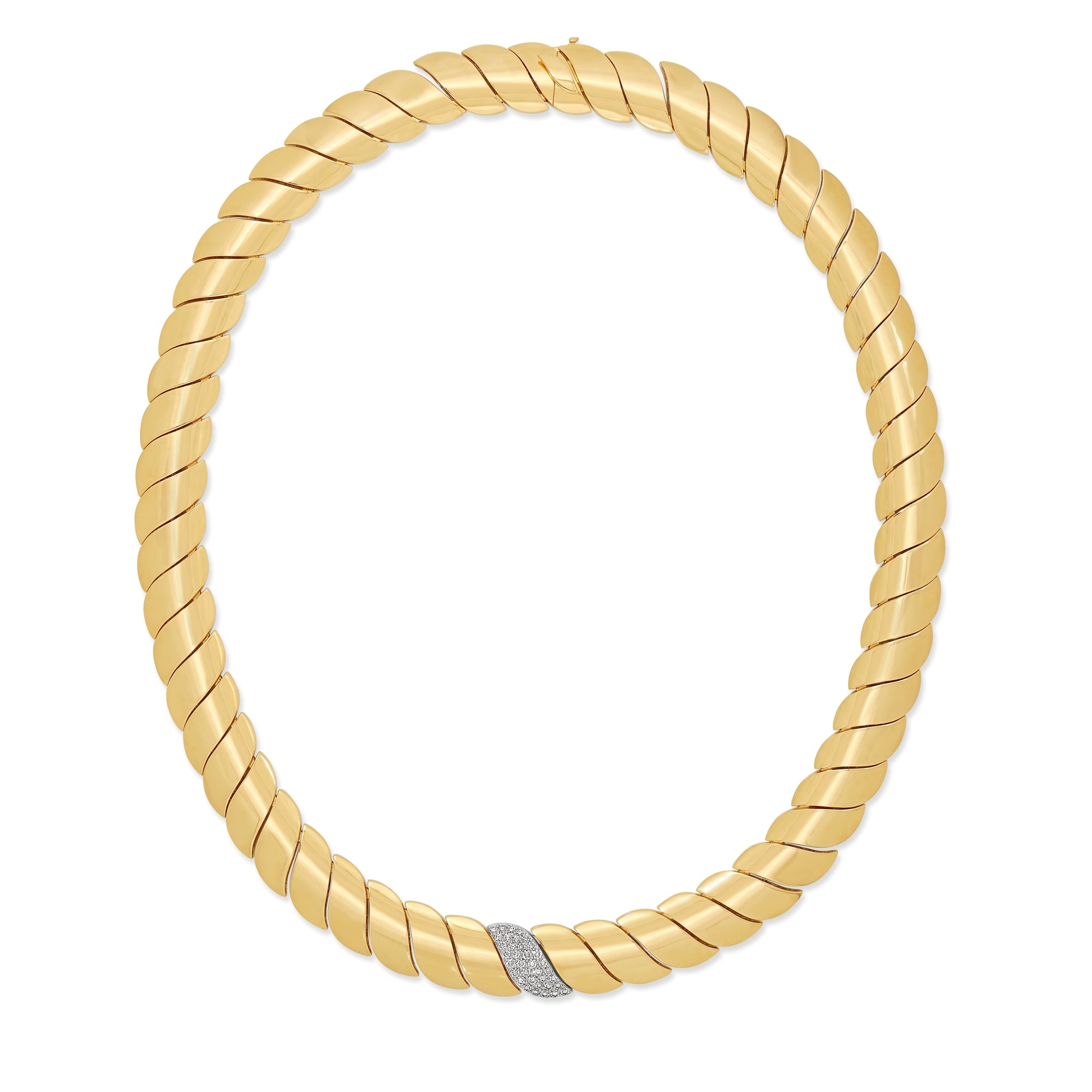 18K YELLOW/WHITE GOLD SAN MARCO DIAMOND ACCENT COLLAR NECKLACE