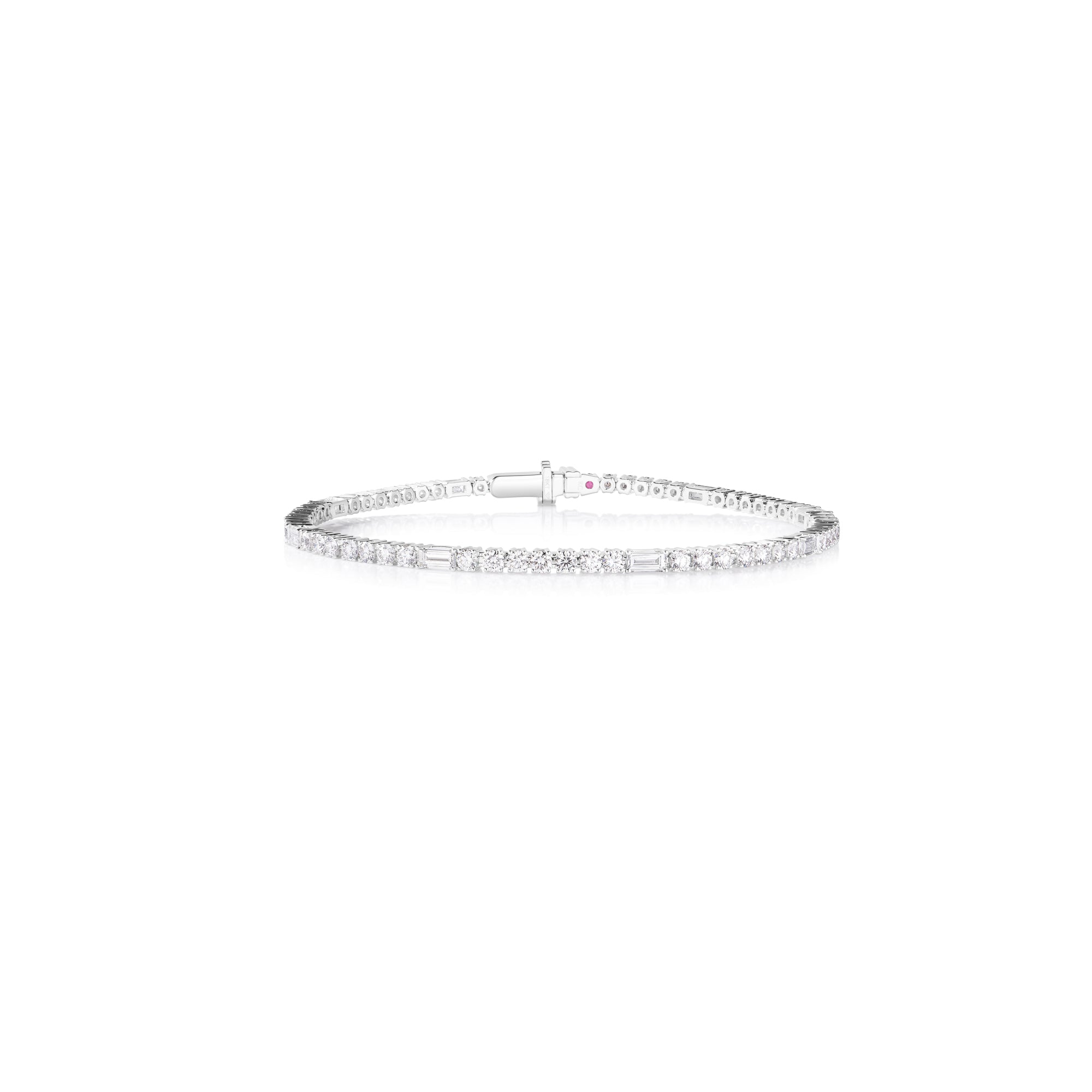 18K WHITE GOLD DIAMOND PRINCESS MIXED CUT PAVE DIAMOND BRACELET