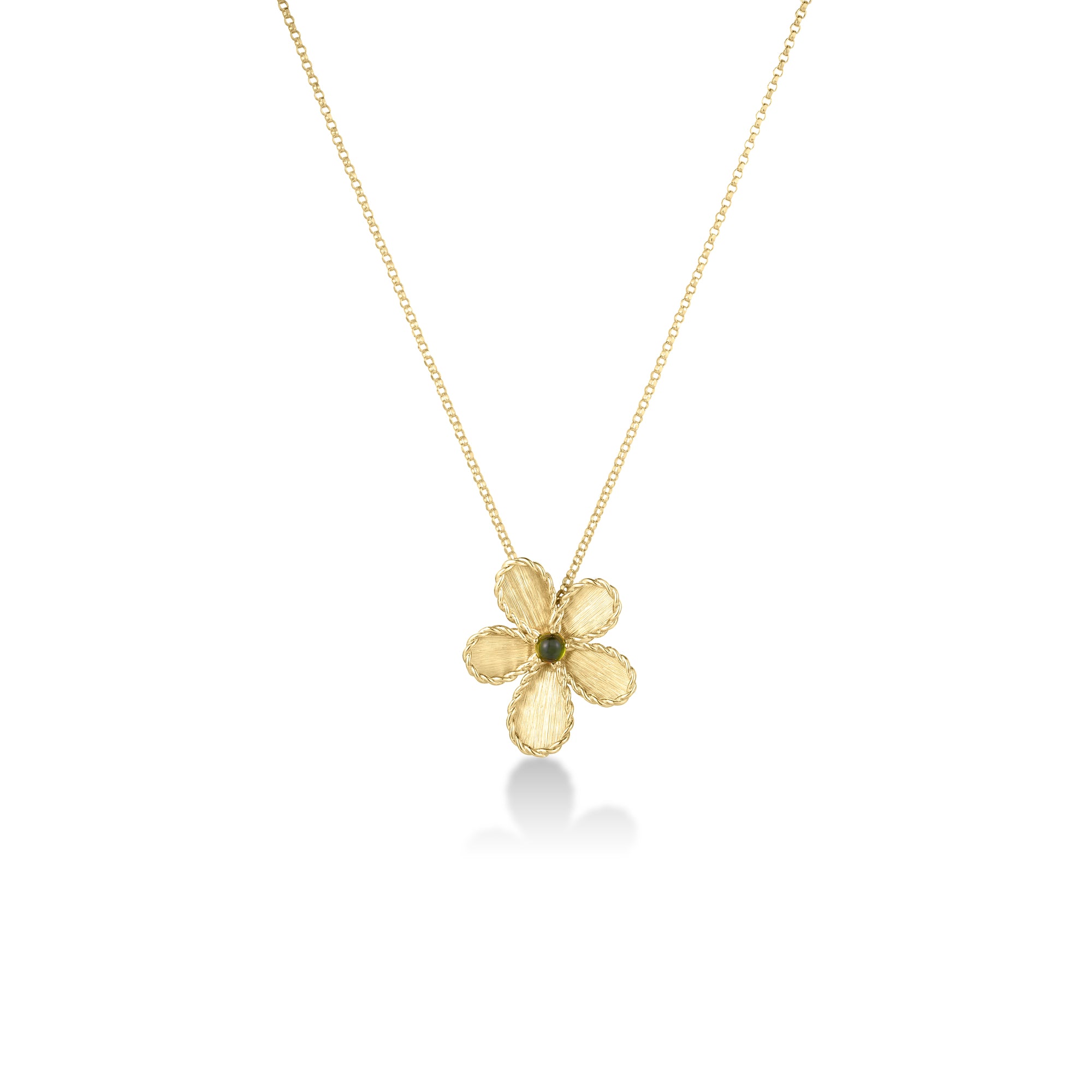 18K YELLOW GOLD JASMINE GREEN TOURMALINE FLOWER NECKLACE