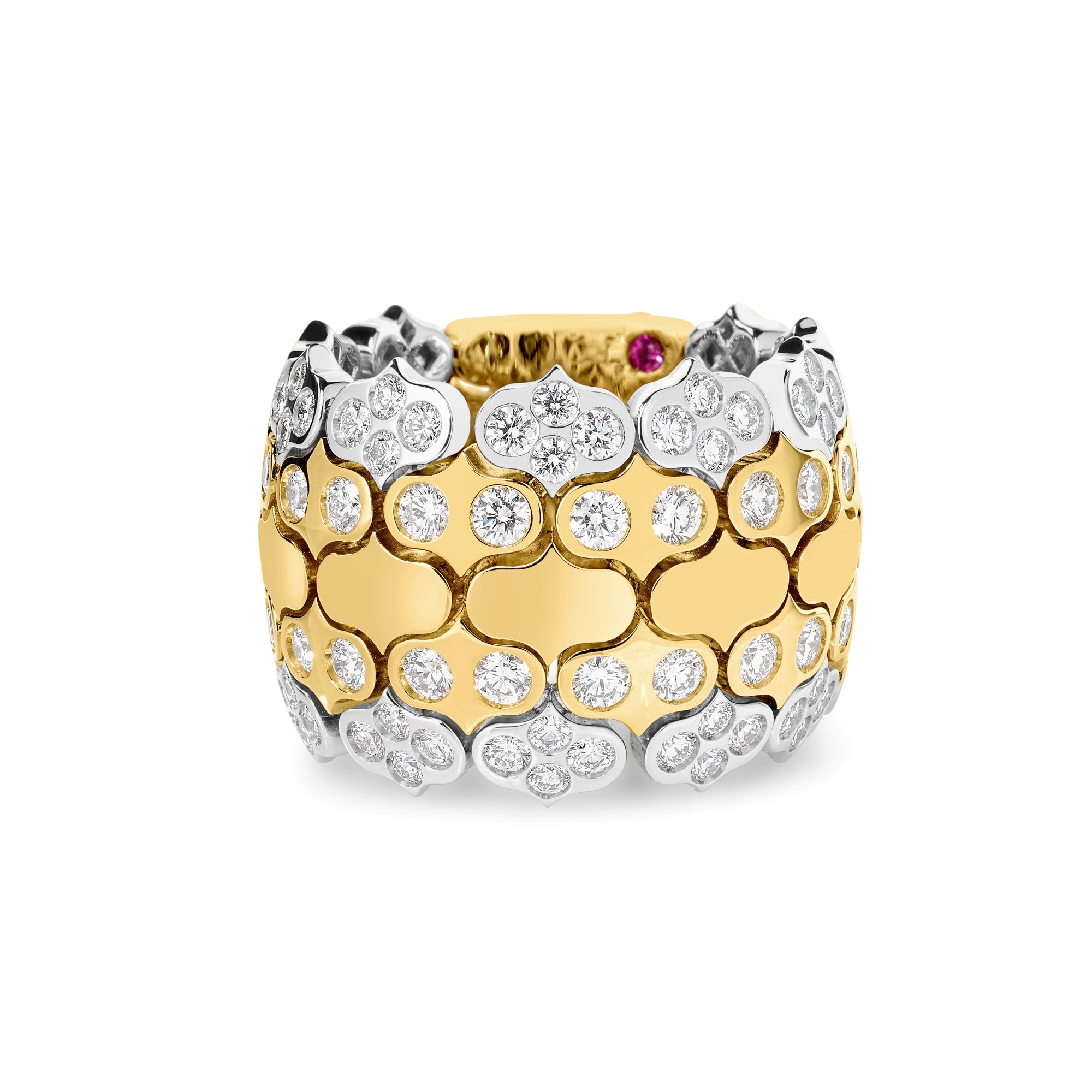 18K YELLOW/WHITE GOLD COBRA DIAMOND WIDE RING