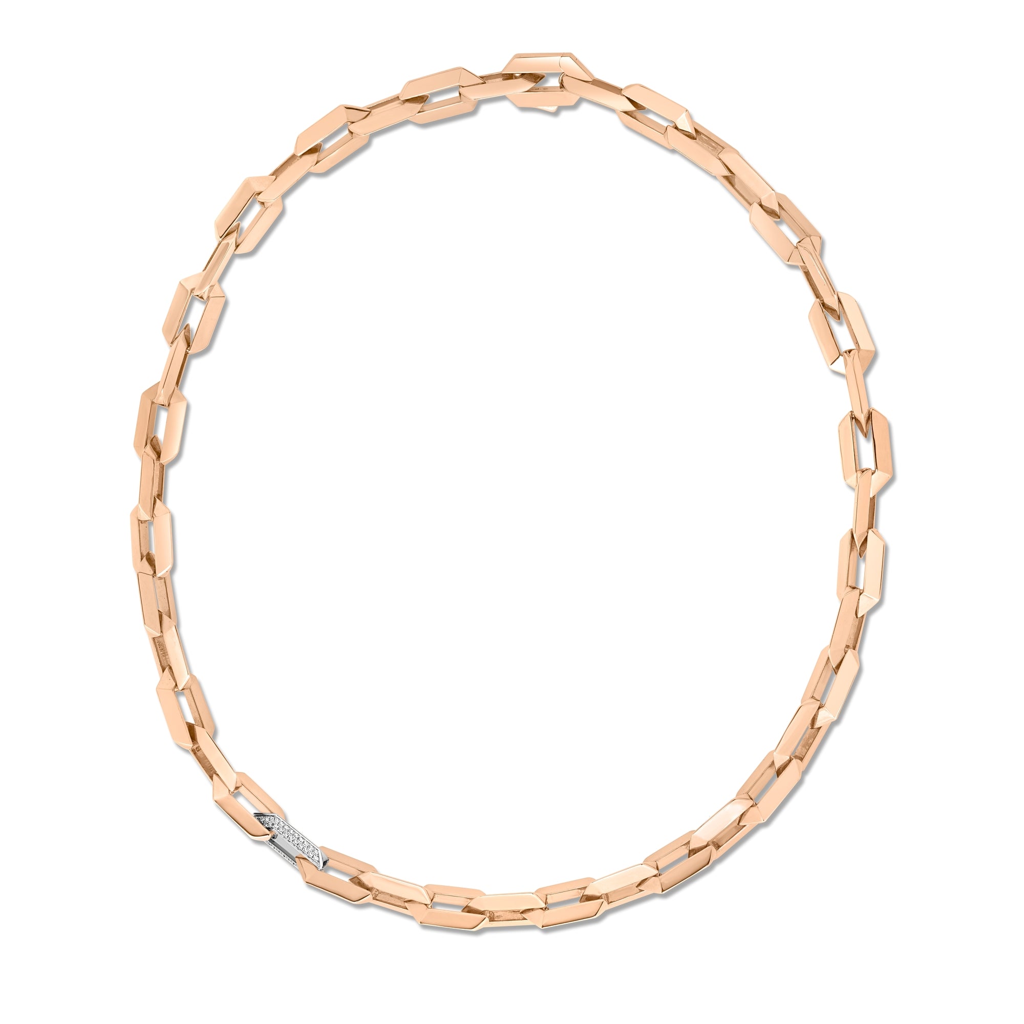 18K ROSE/WHITE DESIGNER GOLD DIAMOND NECKLACE