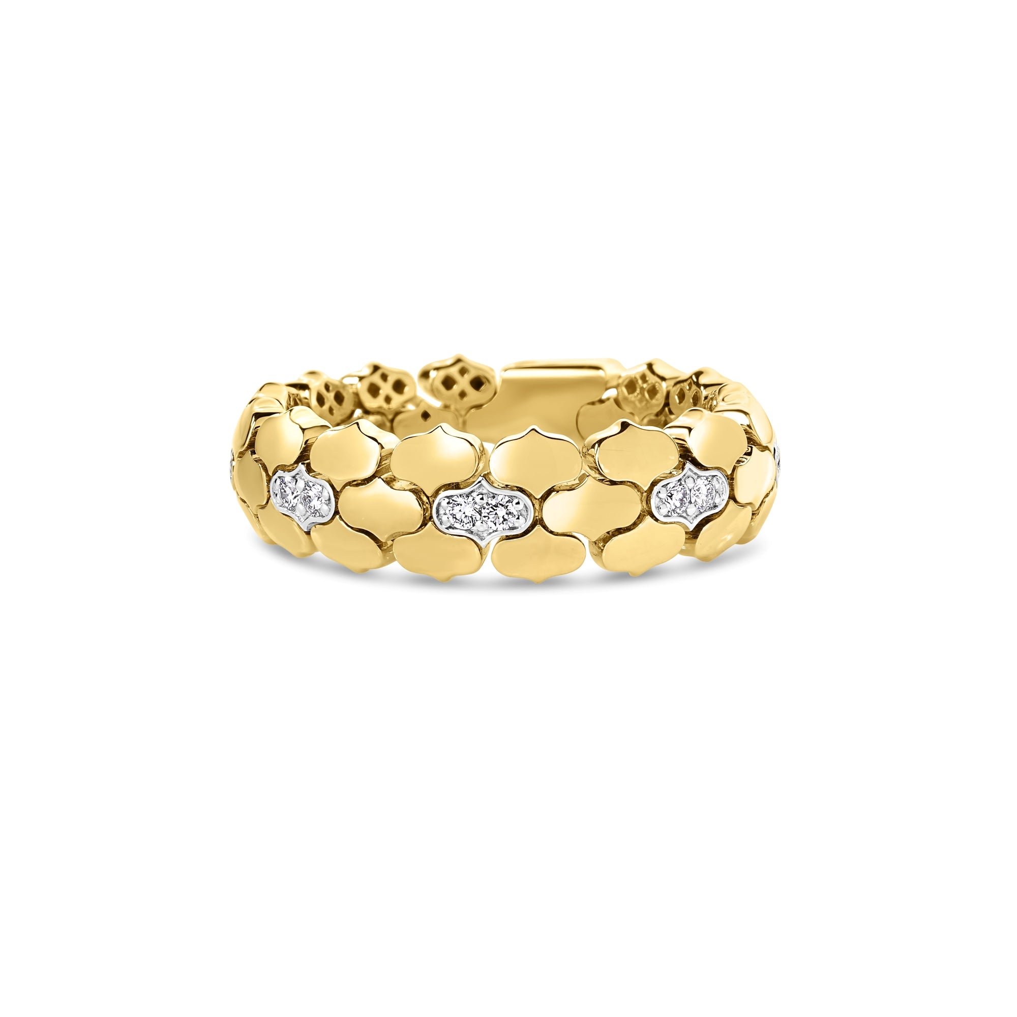 18K YELLOW/WHITE GOLD COBRA DIAMOND NARROW RING