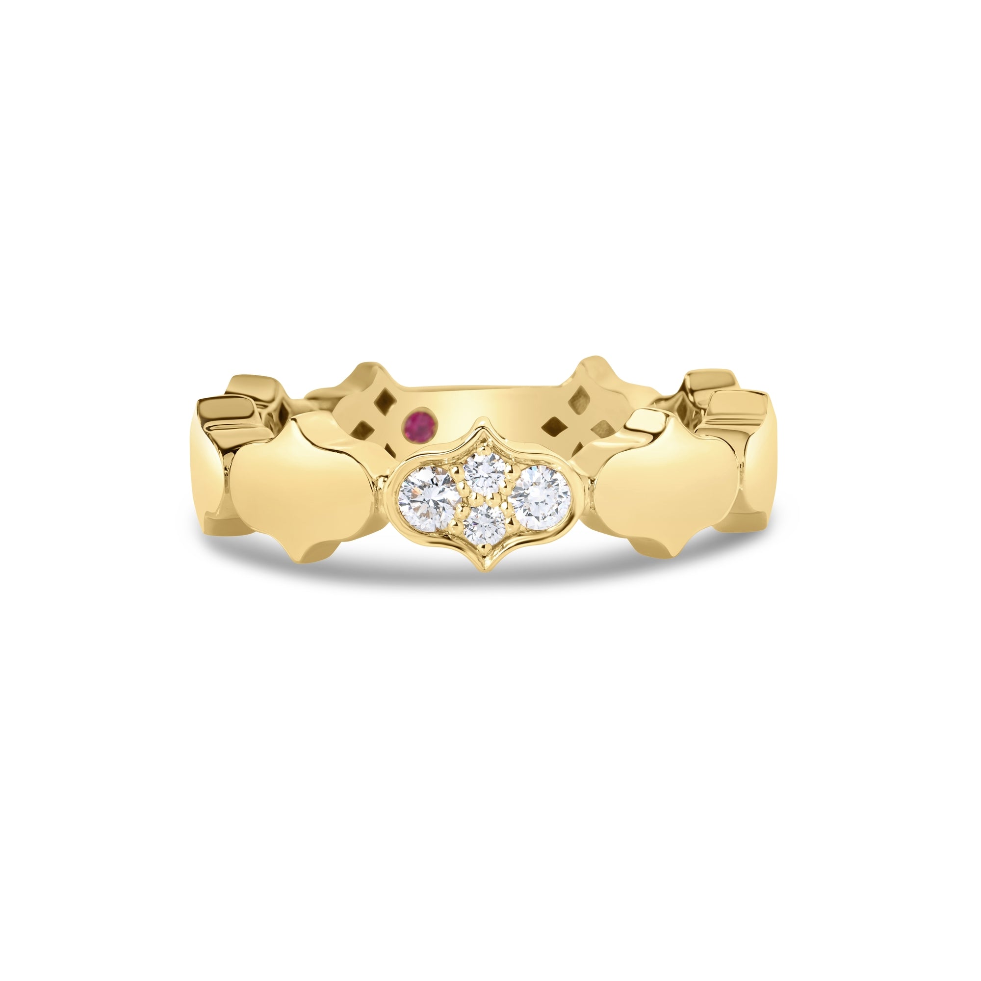 18K YELLOW GOLD COBRA DIAMOND ACCENT SINGLE ROW RING