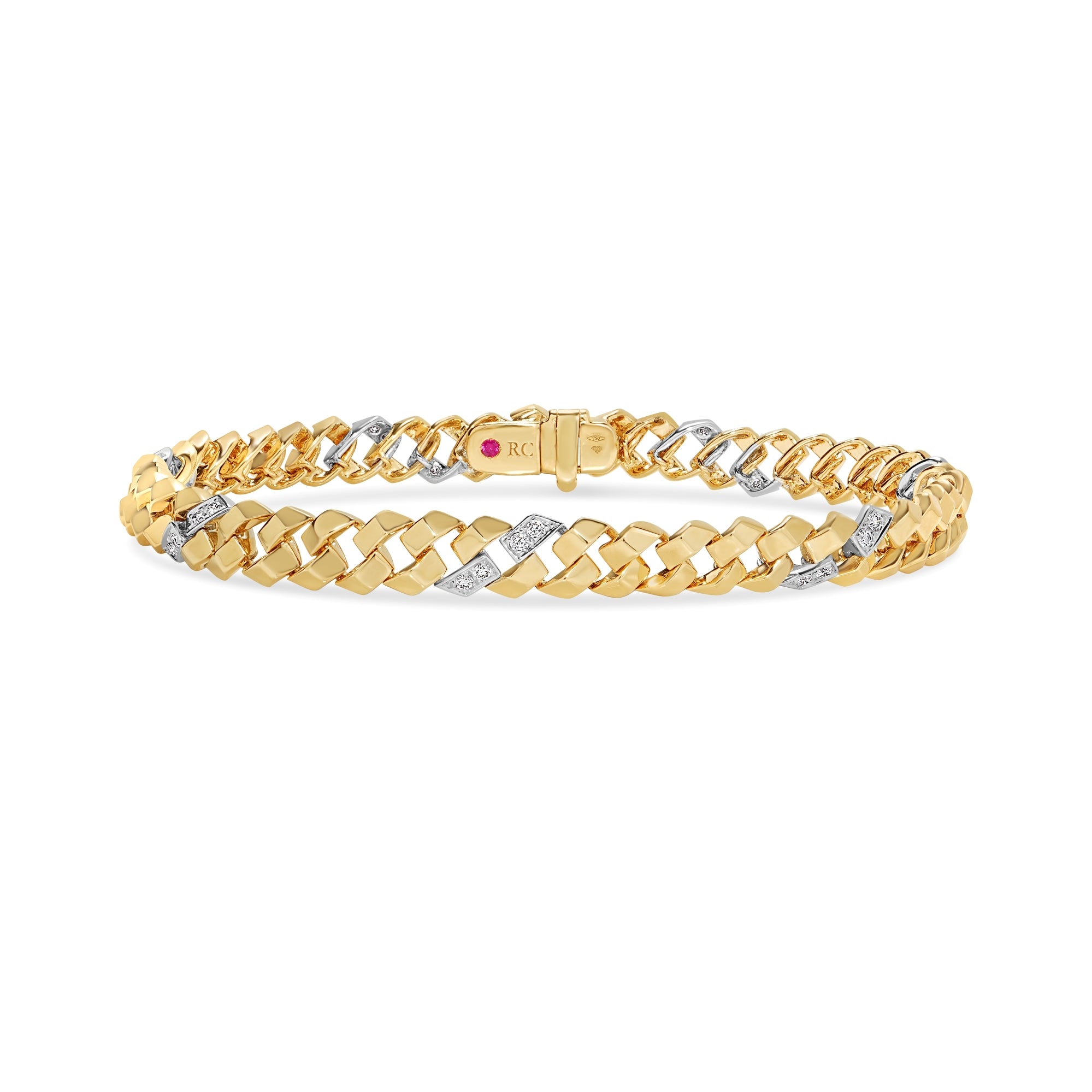18K YELLOW/WHITE GOLD SAN MARCO DIAMOND NARROW BRACELET
