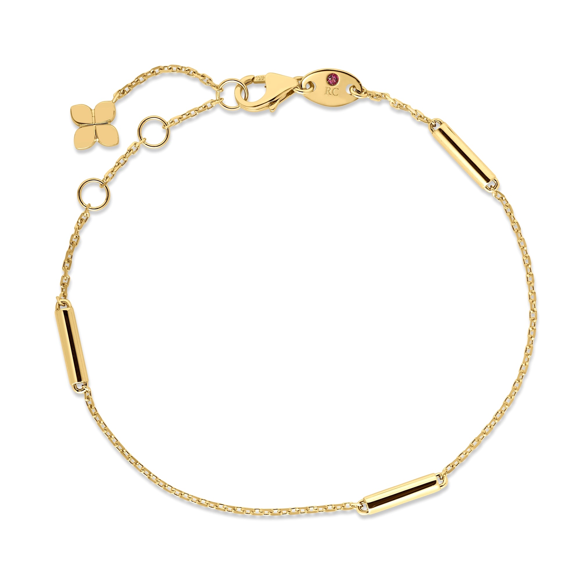 18K YELLOW DESIGNER GOLD BAR STATION BRACELET