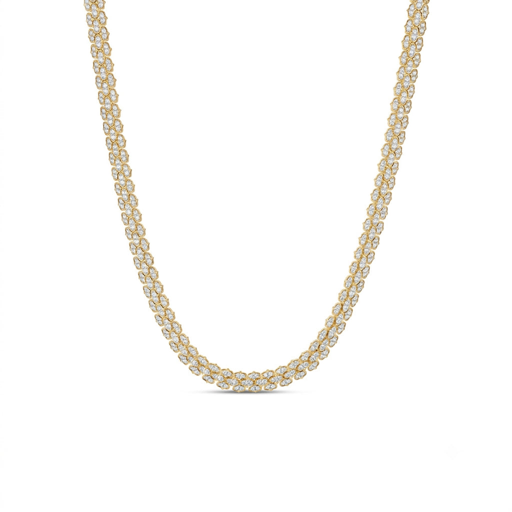 18K YELLOW GOLD COBRA NARROW PAVE DIAMOND NECKLACE