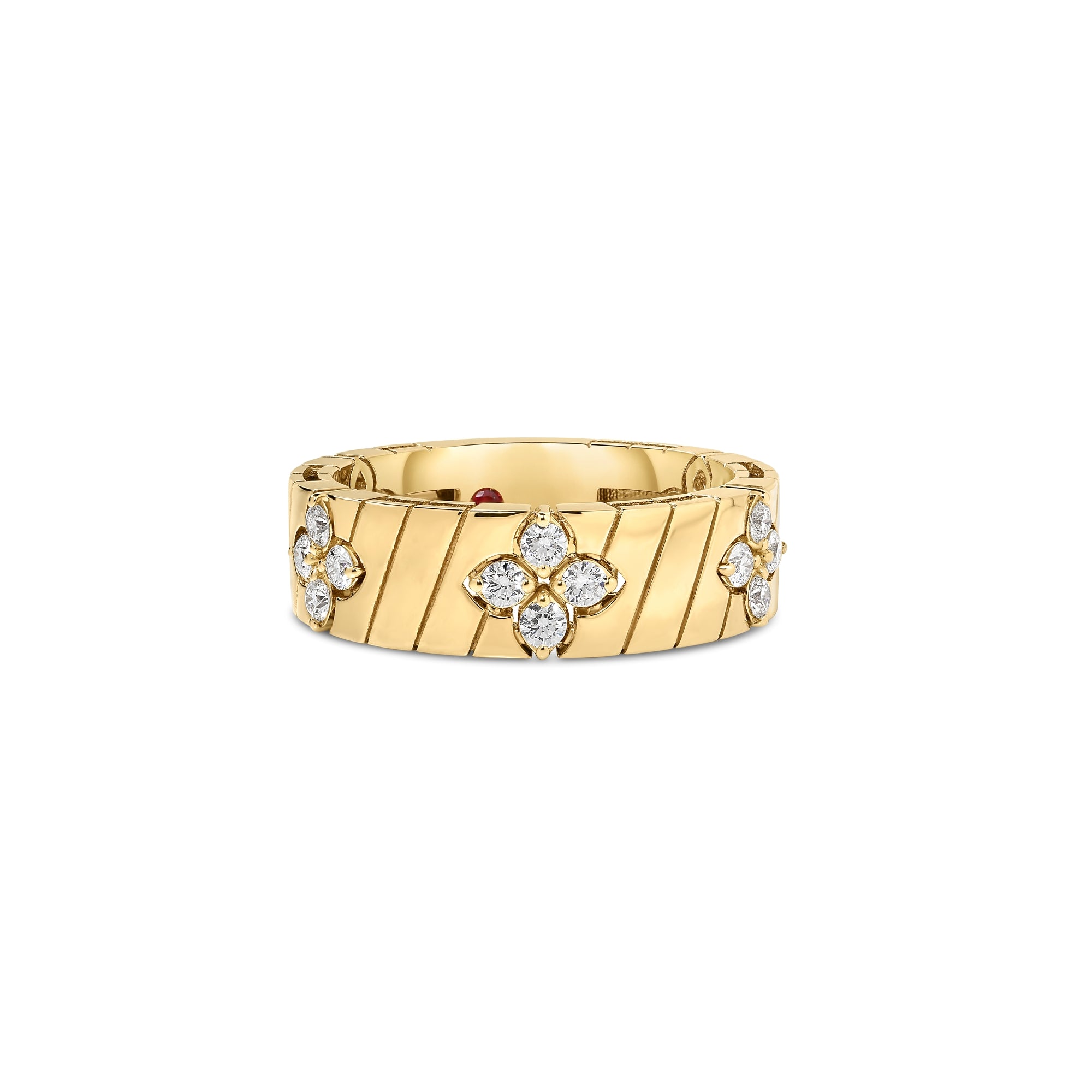 18K YELLOW GOLD LOVE IN VERONA WIDE RIDGED DIAMOND RING