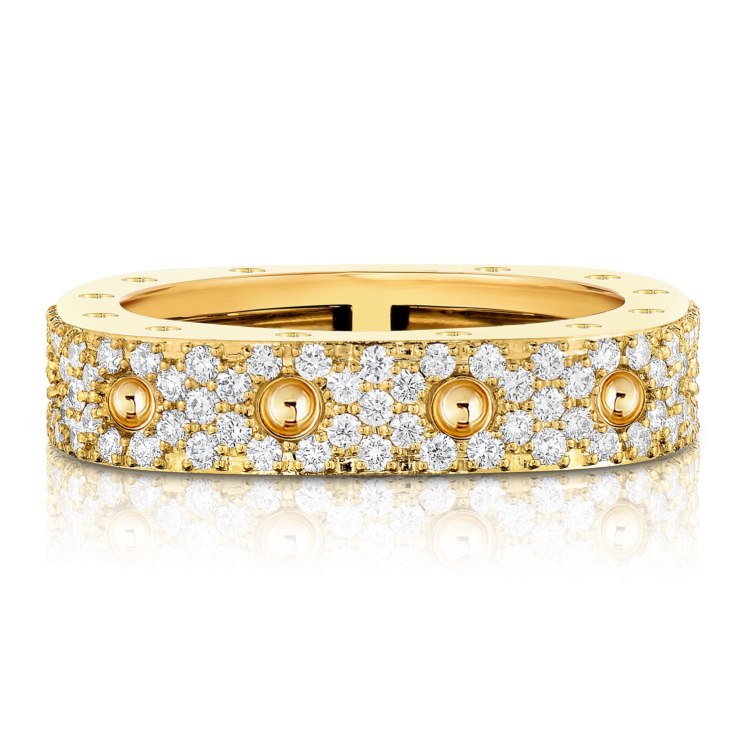 18K YELLOW GOLD POIS MOI 1 ROW DIAMOND SQUARE RING