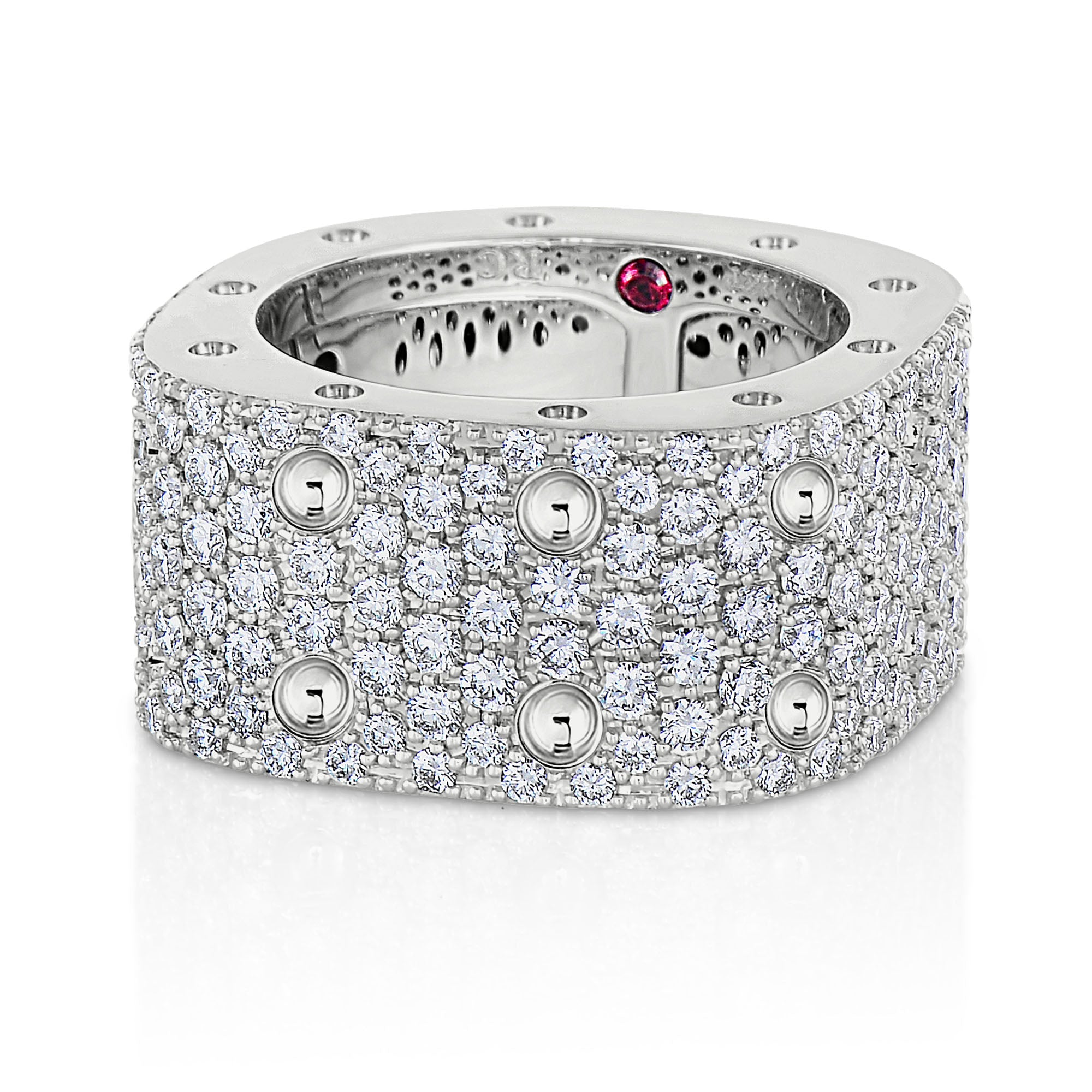18K WHITE GOLD POIS MOI 2 ROW DIAMOND SQUARE RING