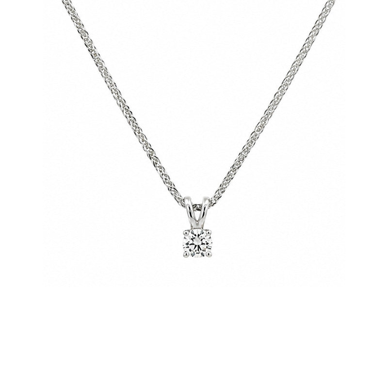 Minimalist Simple Diamond Pendant in 18K White Gold