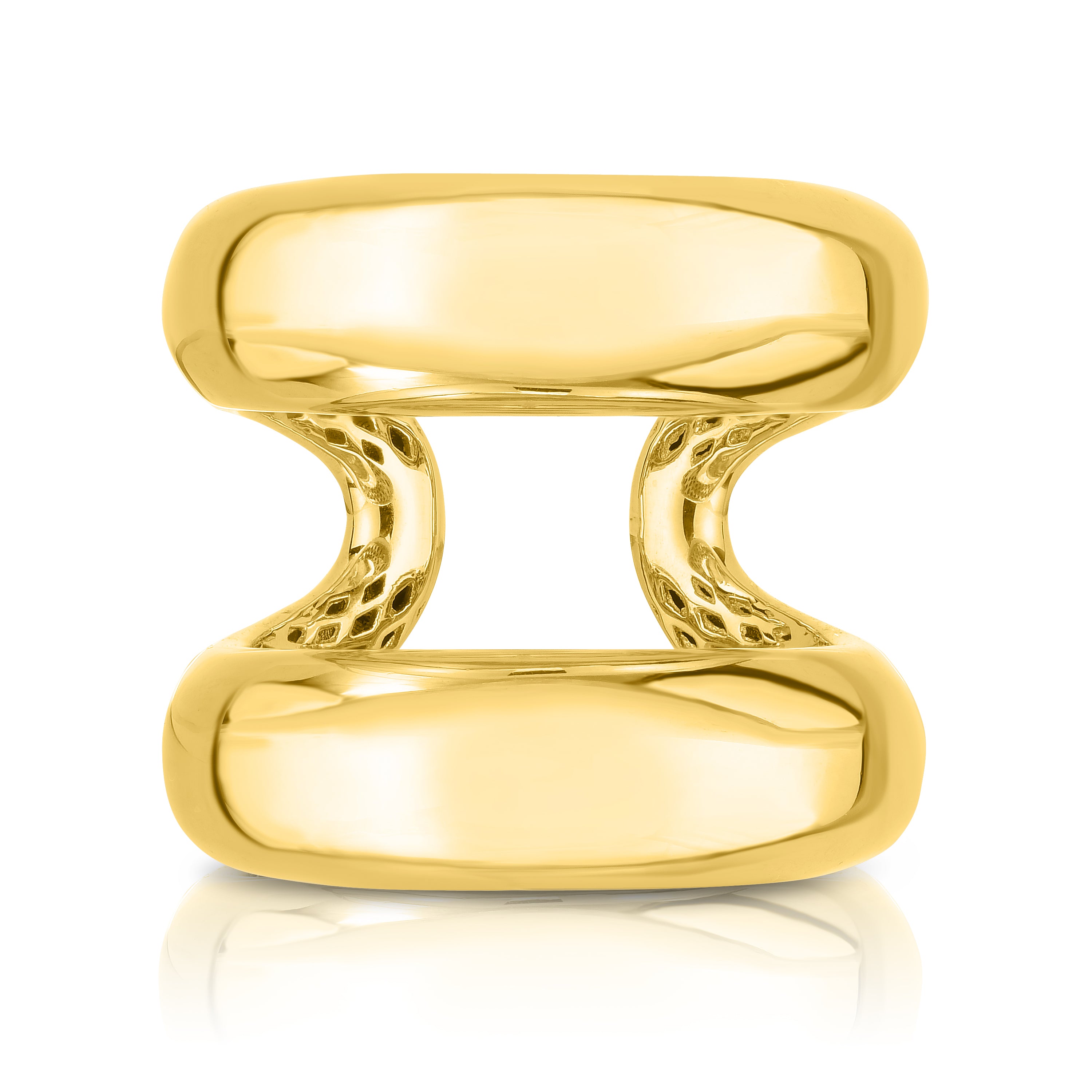 18K YELLOW DESIGNER GOLD DOUBLE BAND RING