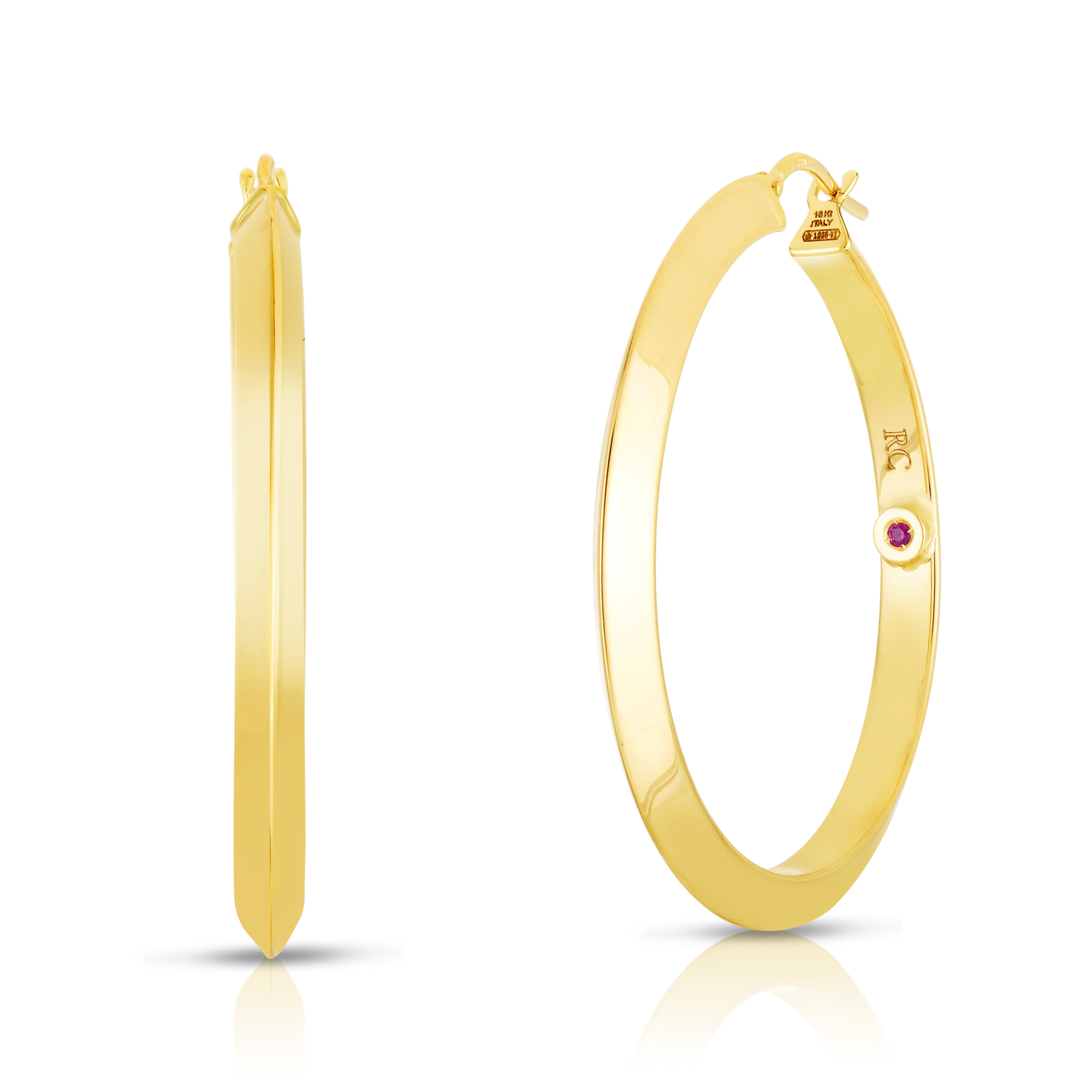 18K YELLOW GOLD THE PERFECT HOOP® THIN KNIFE EDGE EARRINGS