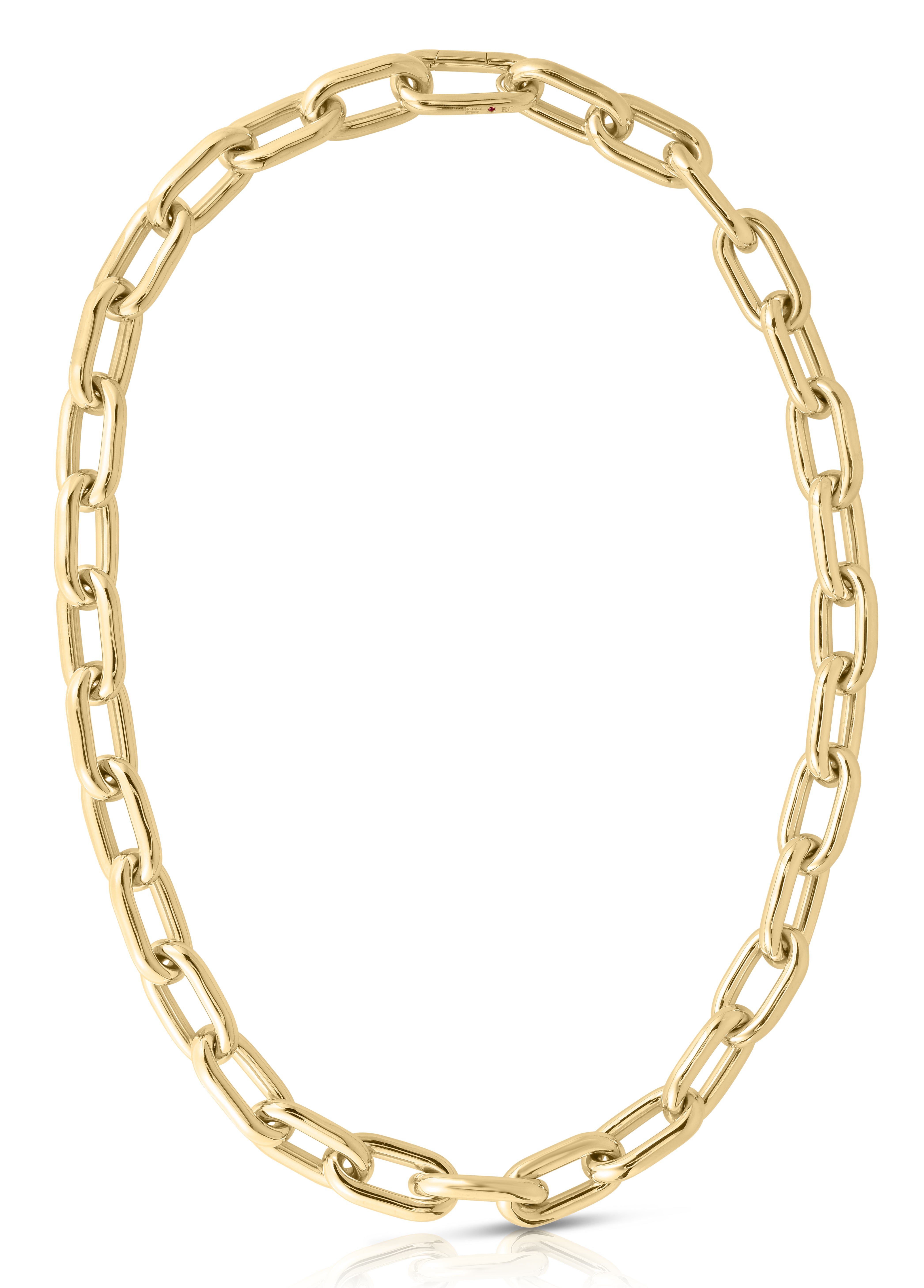 18K YELLOW DESIGNER GOLD CHUNKY PAPERCLIP CHAIN NECKLACE