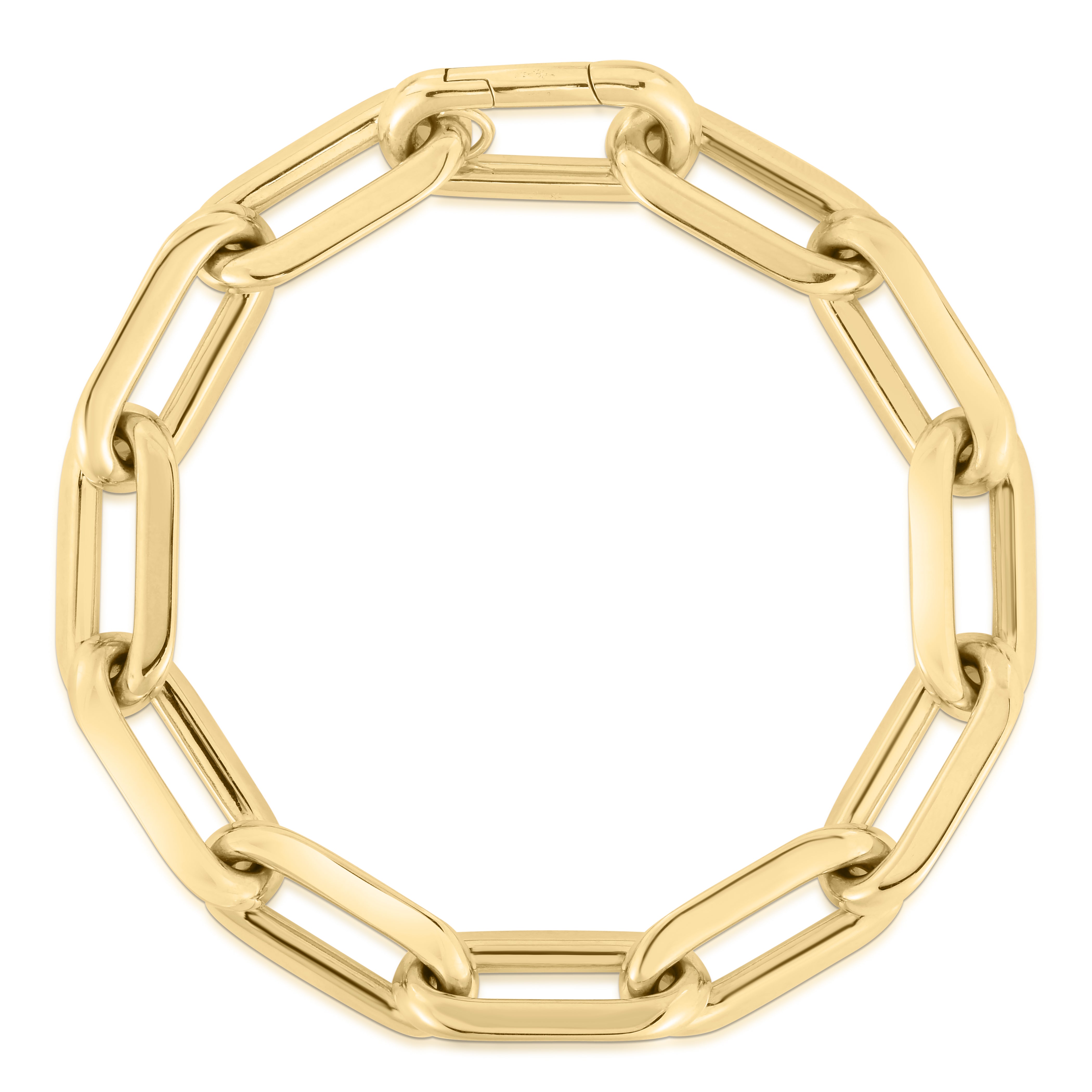 18K YELLOW DESIGNER GOLD THICK PAPERCLIP BRACELET
