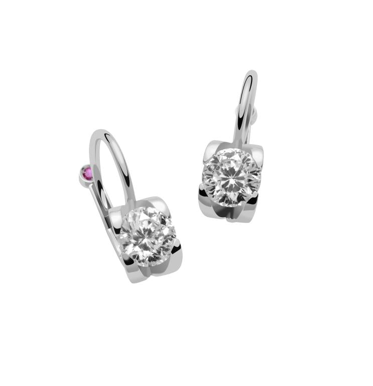 18K WHITE GOLD DIAMOND CLASSIC C PROFILE EUROWIRE EARRINGS