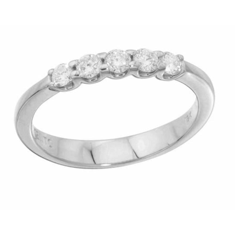 18K WHITE GOLD DIAMOND CLASSIC 5 STONE RING