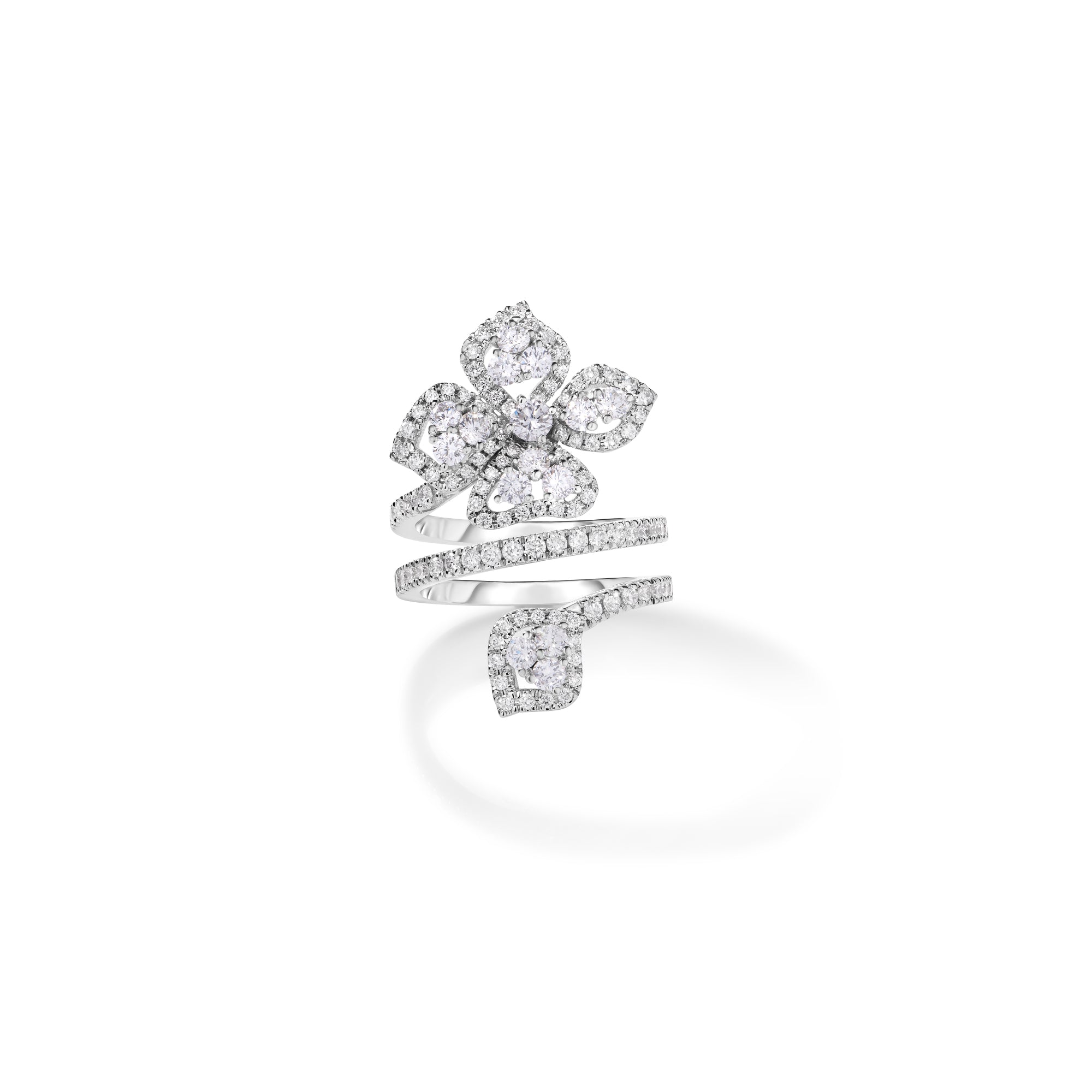 18K WHITE GOLD DIAMOND CLASSIC FIORE COUTURE WRAP RING