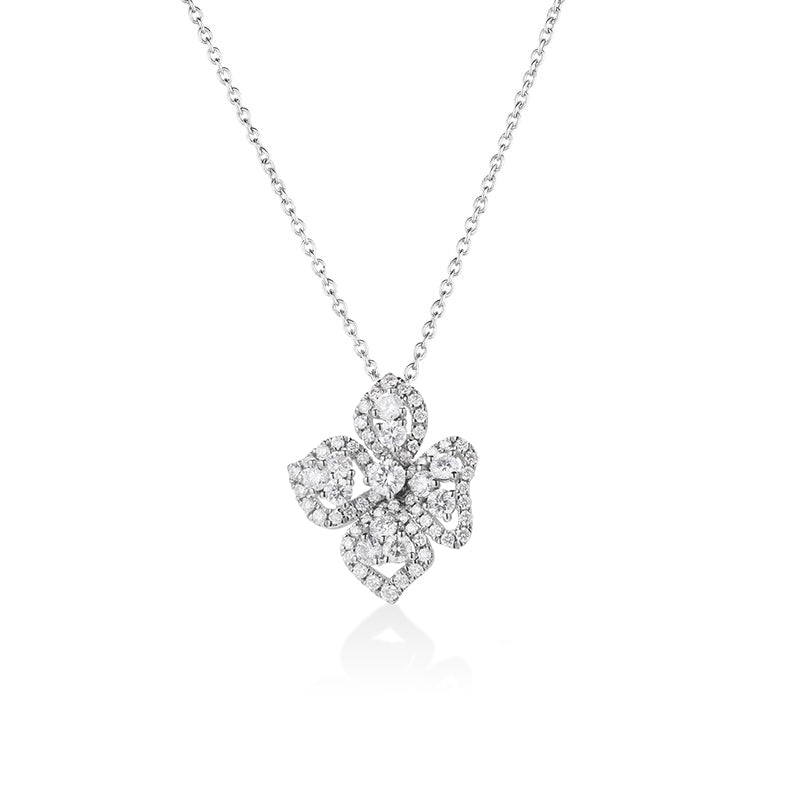 18K WHITE GOLD DIAMOND CLASSIC FIORE COUTURE SMALL FLOWER NECKLACE
