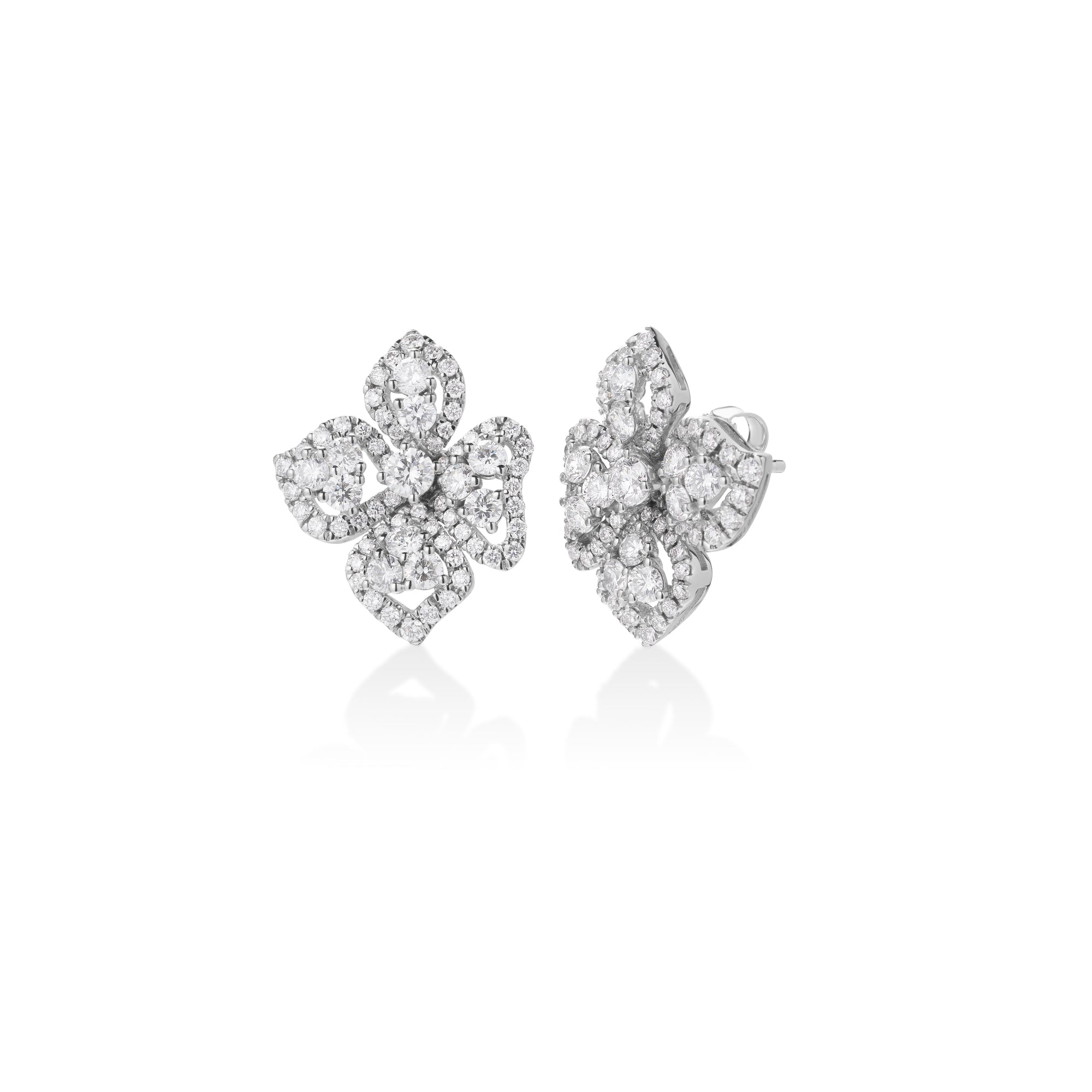 18K WHITE GOLD DIAMOND CLASSIC FIORE COUTURE STUD EARRINGS