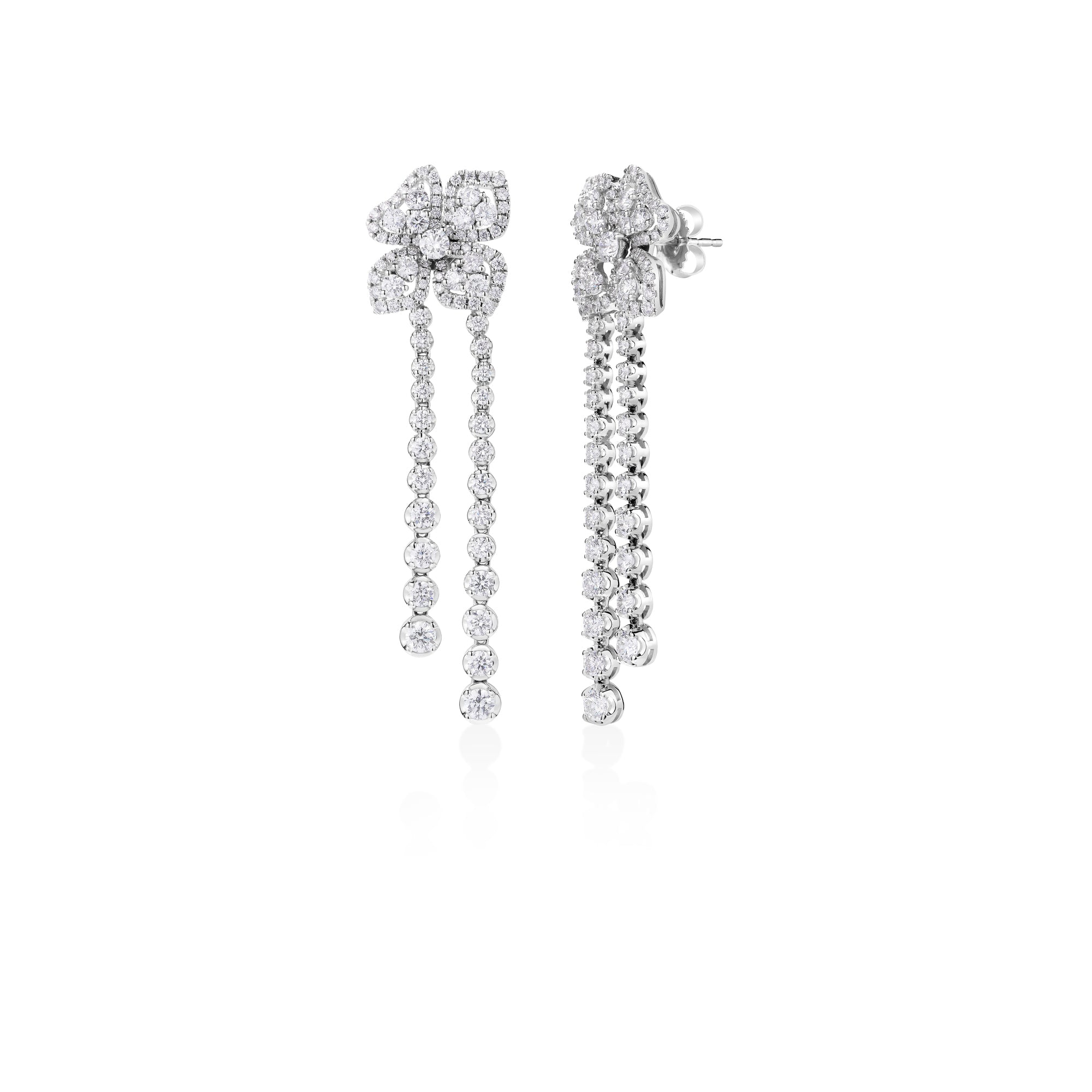 18K WHITE GOLD DIAMOND CLASSIC FIORE COUTURE DANGLE EARRINGS