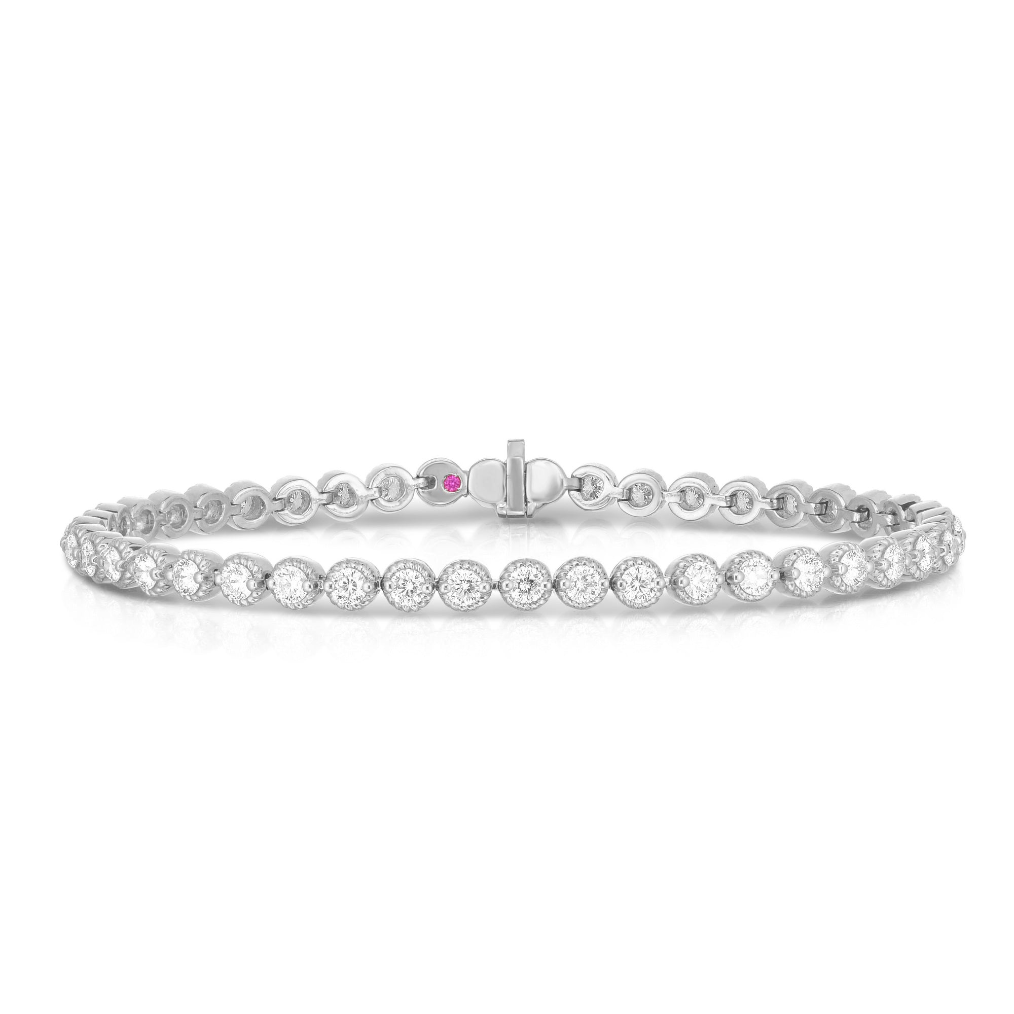 18K WHITE GOLD NEW FLORENTINE TEXTURED BEZEL BRACELET