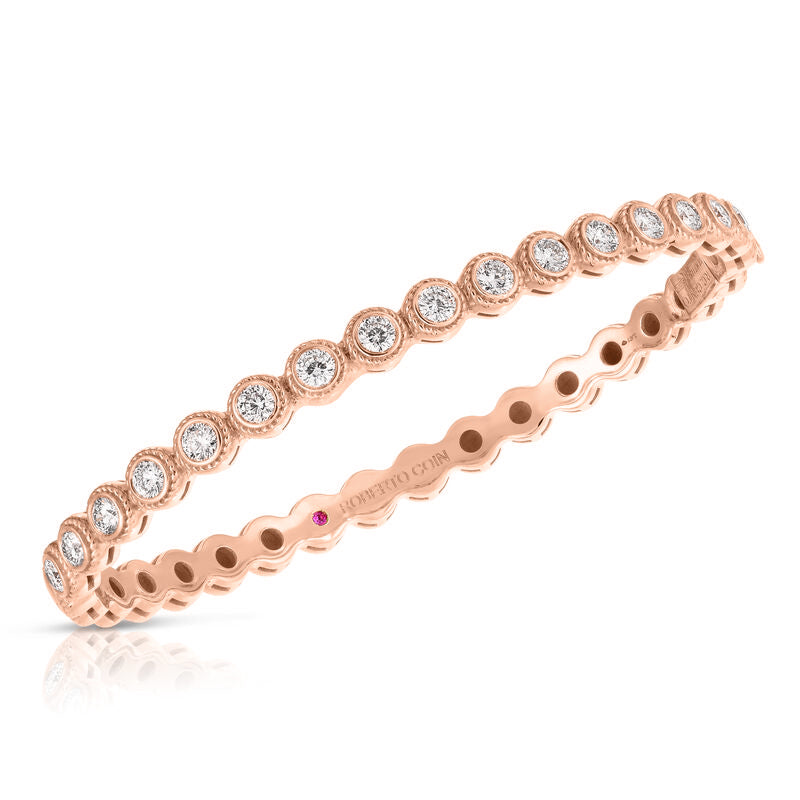 18K ROSE GOLD NEW FLORENTINE TEXTURED BEZEL BANGLE
