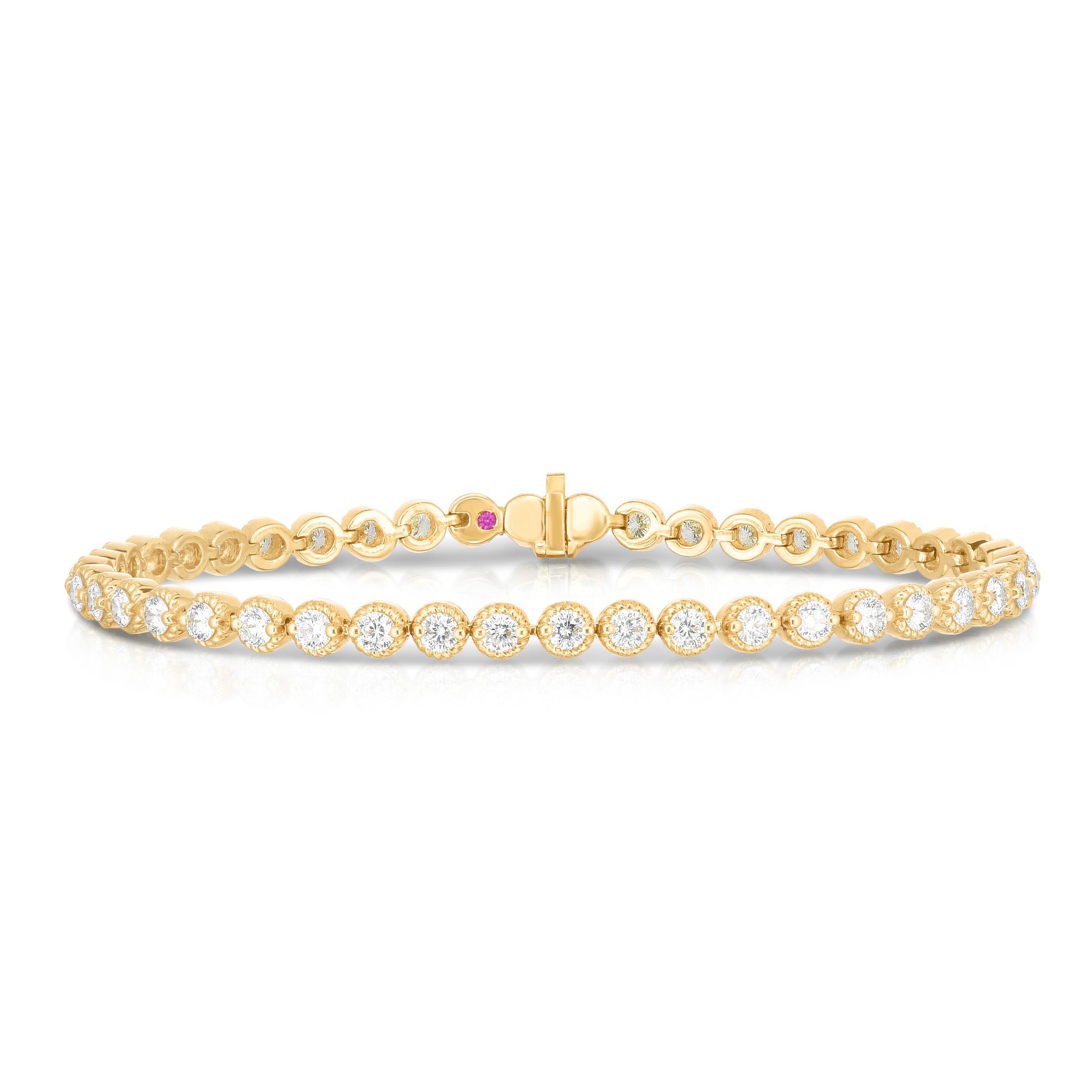18K YELLOW GOLD NEW FLORENTINE TEXTURED BEZEL BRACELET