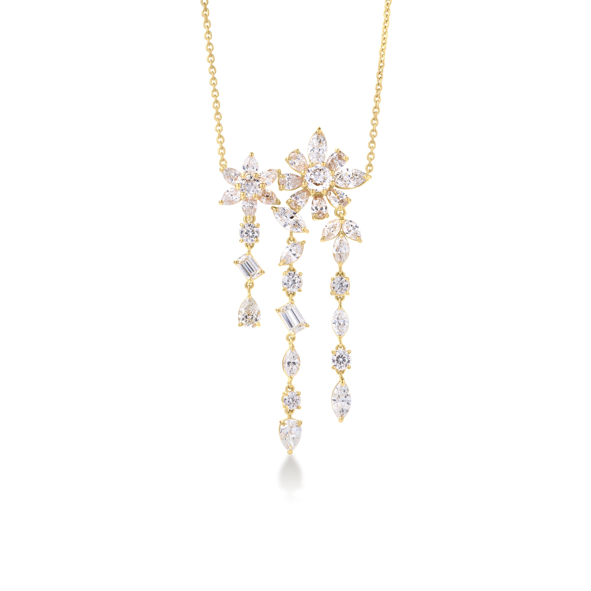 18K YELLOW GOLD DIAMOND CLASSIC COUTURE DANGLE PENDANT NECKLACE