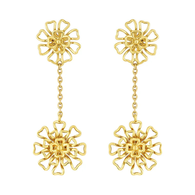 22K Floral Gold Pendant Set with chain