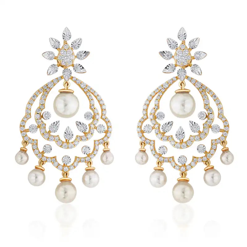 18K Gold Diamond Hanging Earrings