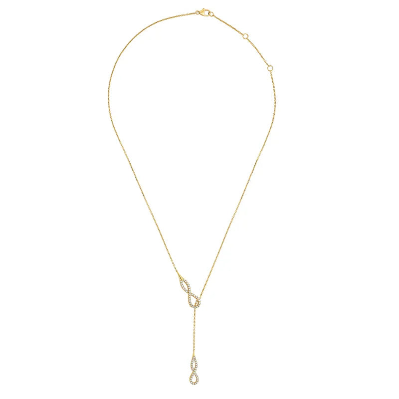 Gold Diamond Lariet Necklace Set