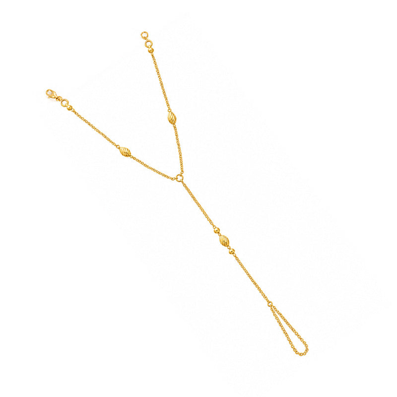 22K Yellow Gold Chain Bracelet with finger ring (Pochi)