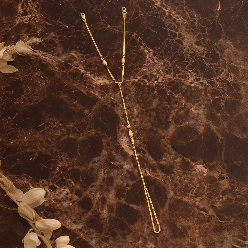 22K Yellow Gold Chain Bracelet with finger ring (Pochi)
