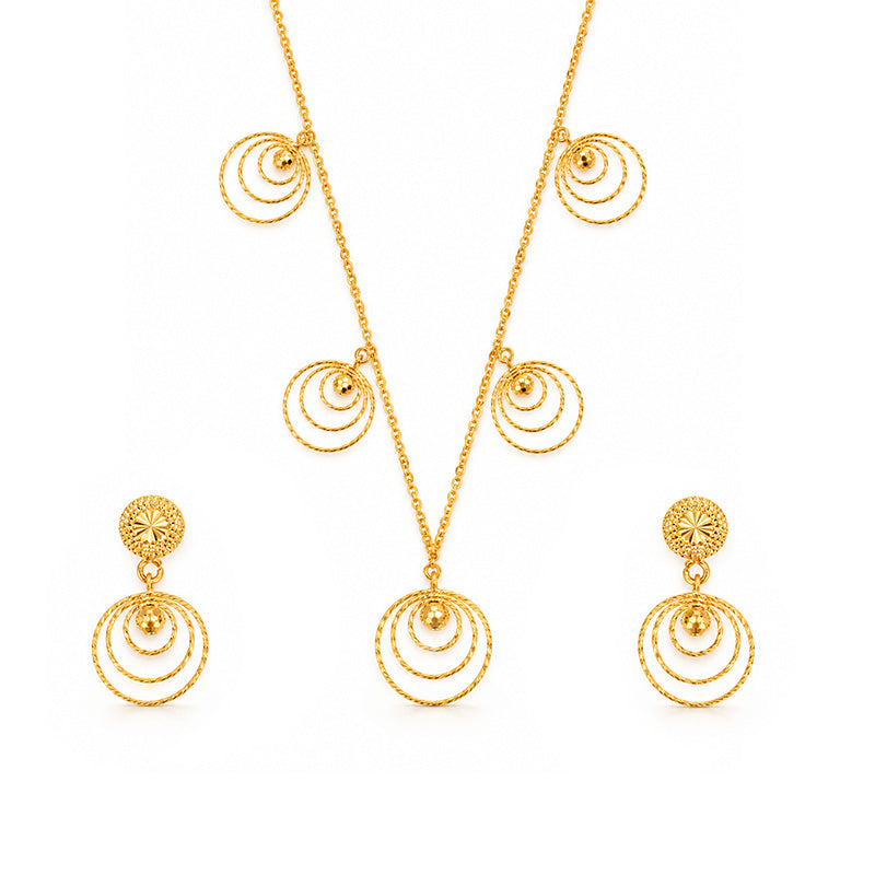Elegant 22k Yellow Gold Necklace Set Featuring Beautiful Spiral Design for Women