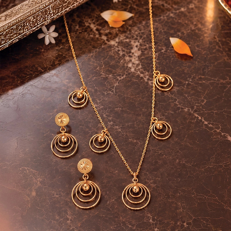 Elegant 22k Yellow Gold Necklace Set Featuring Beautiful Spiral Design for Women