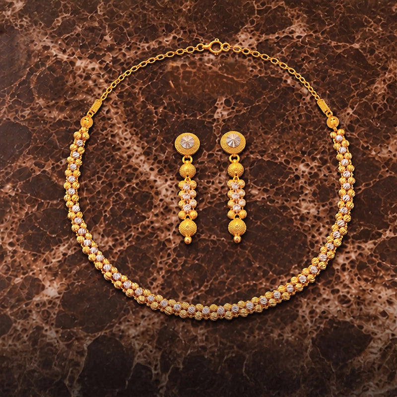 Beautiful 22k Two tone Gold Necklace and Earrings Set for Women