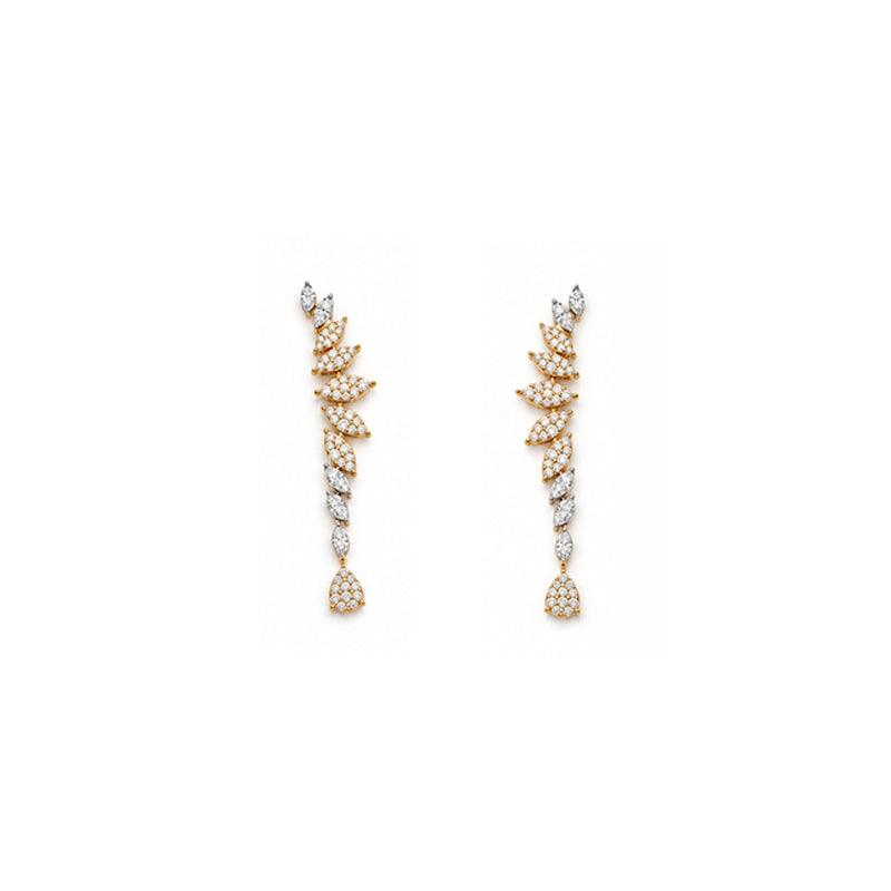 Elegant 18K Yellow Gold Statement Necklace and Hanging Earrings Set for Women