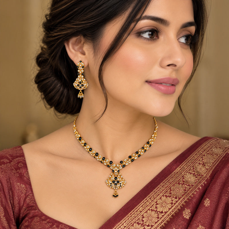 22K Gold Minakari Necklace Set