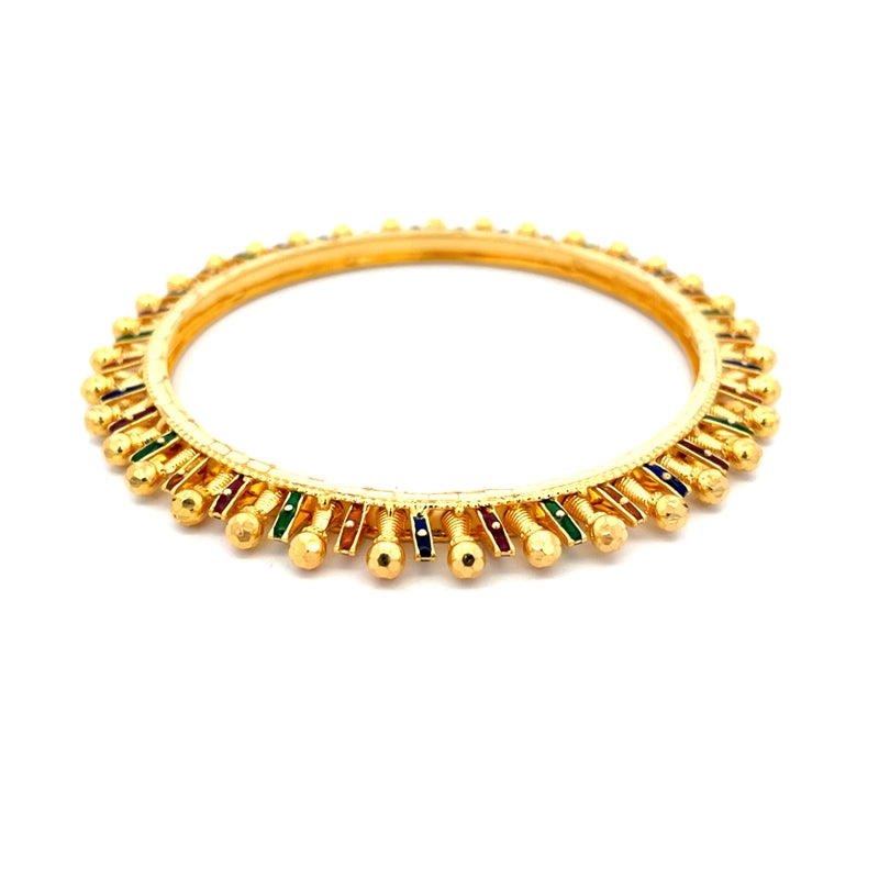 Elegant Gold Bangle with Meenakari - Set of 4