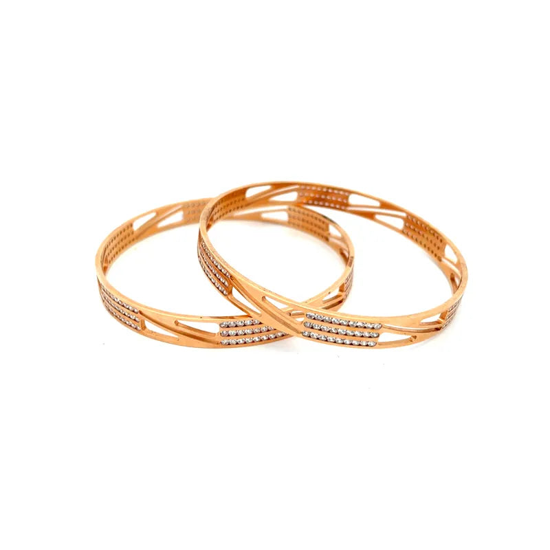 Elegant 18K Rose Gold bangles - Set of 2, Size 2.4