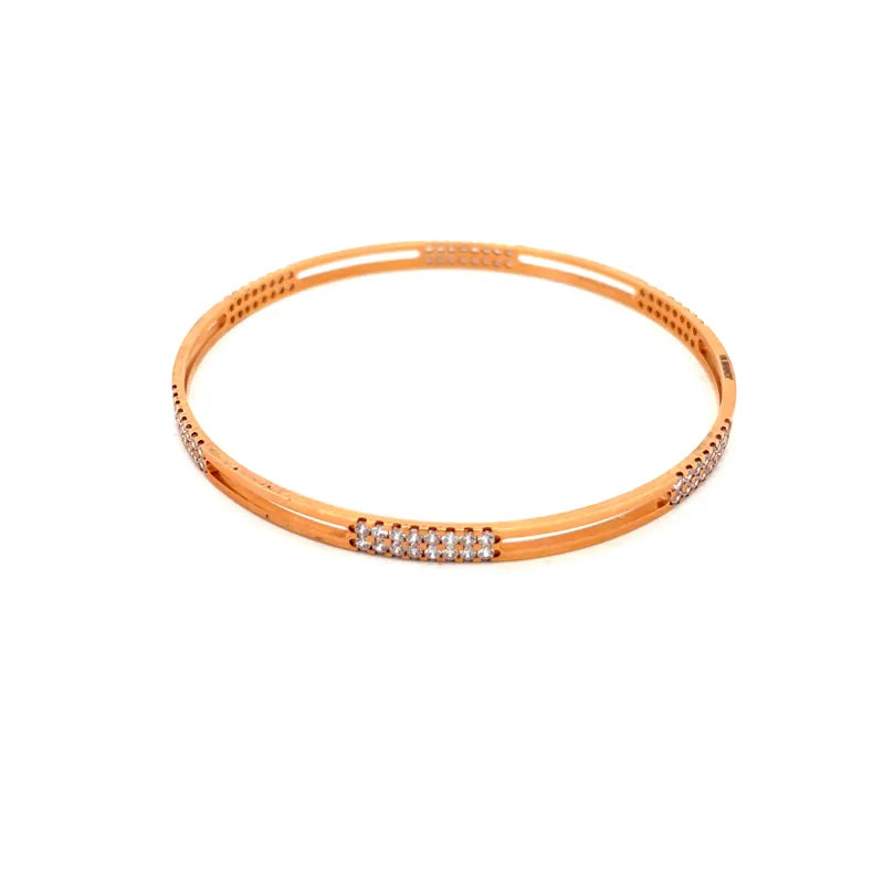 Elegant 18K Rose Gold bangles with CZ - Set of 6, Size 2.4
