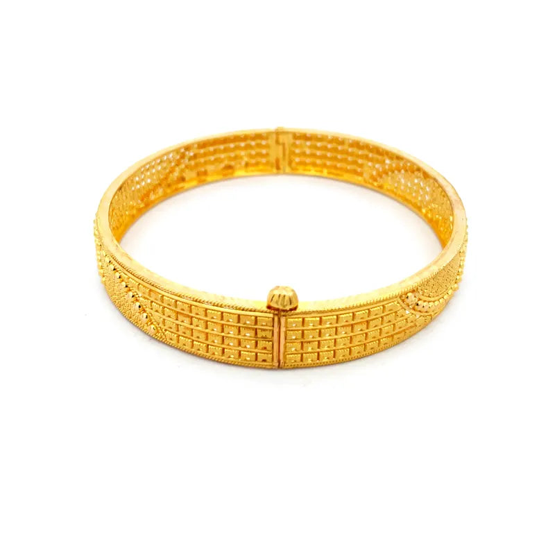 Elegant Gold Bangles - Set of 2 - Free size, side screw