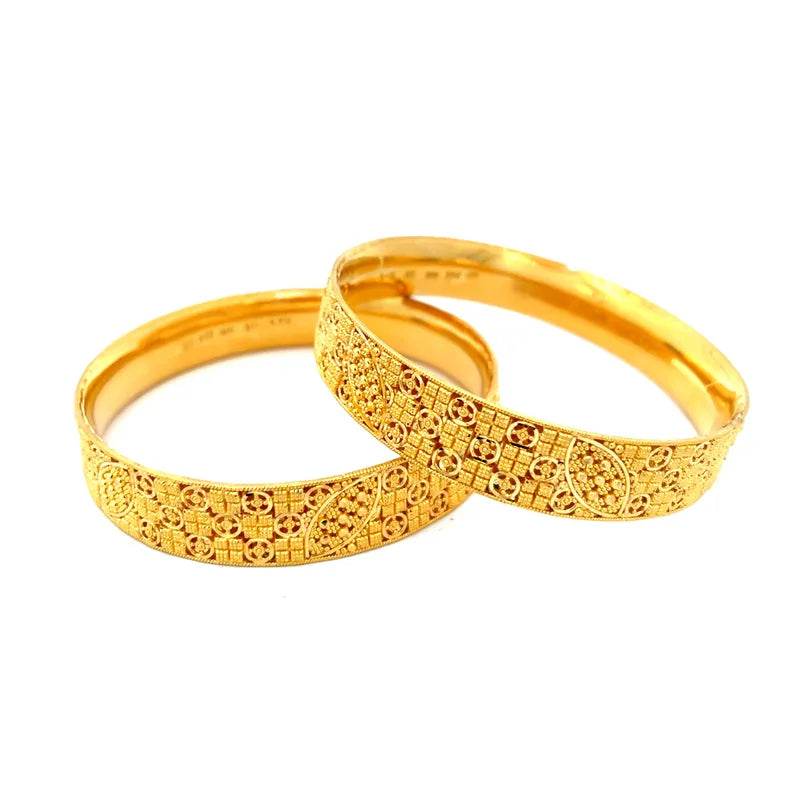 Elegant Gold Bangles - Set of 2 - Size 2.4