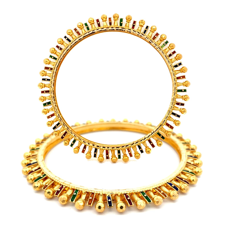 Elegant Gold Bangle with Meenakari - Set of 4