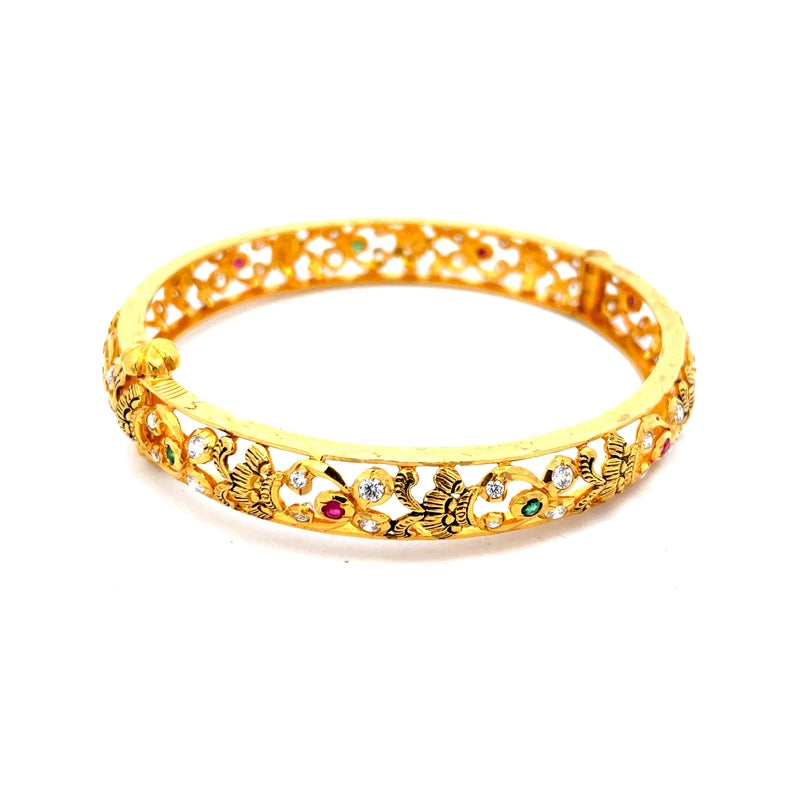 Stunning Gold Bangle Set - Free size, Screw back