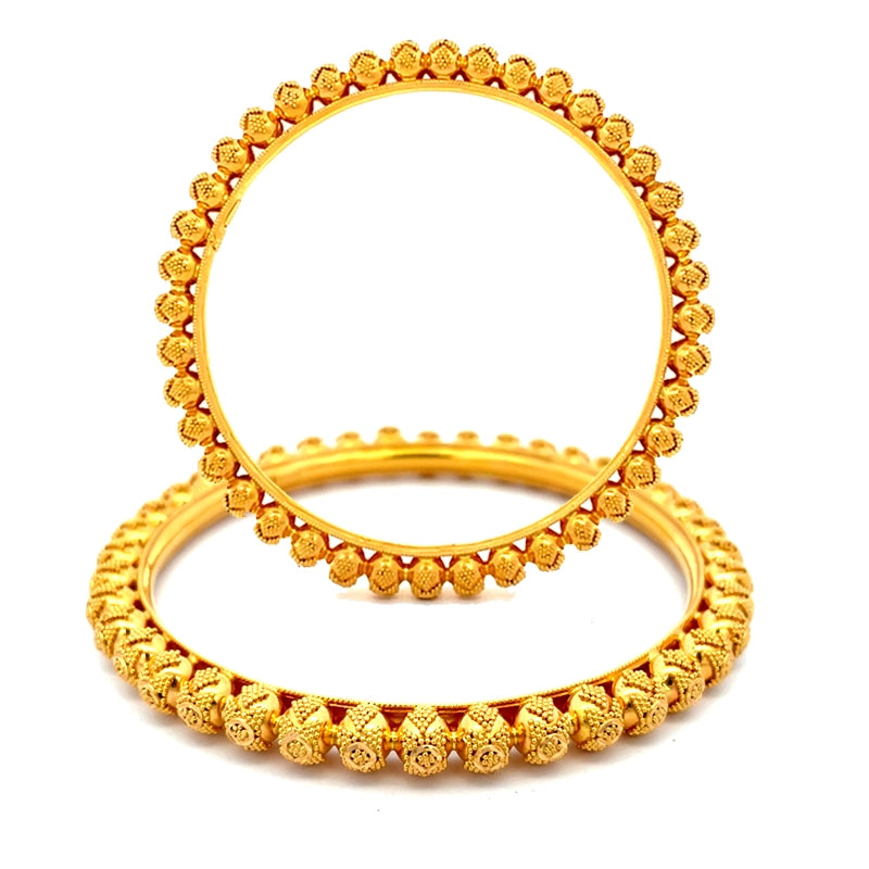 Two 22K yellow gold bangles, elegant classic design, size 2.3 for women