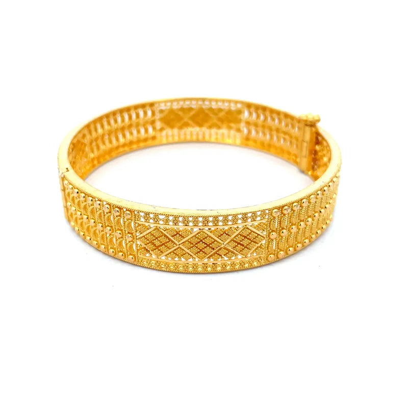 Elegant Gold Bangles - Set of 2 - Free size, side screw